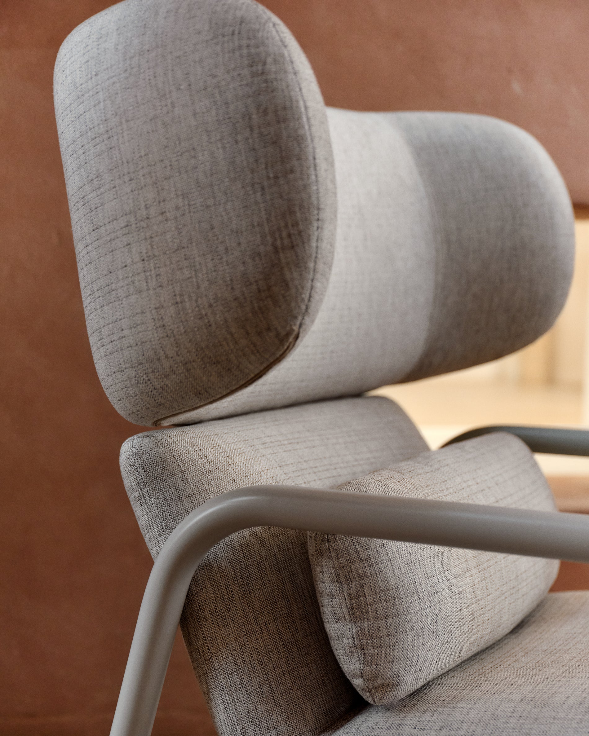 Inari armchair in beige and steel with beige painted finish FSC Mix Credit - Lifestyle