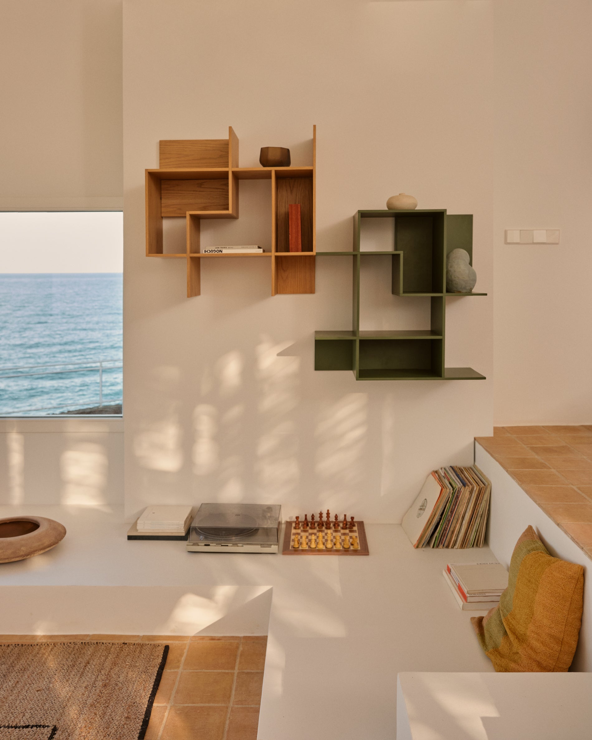 Ina modular shelving unit in oak veneer with natural finish 80 x 80cm FSC 100% - Lifestyle