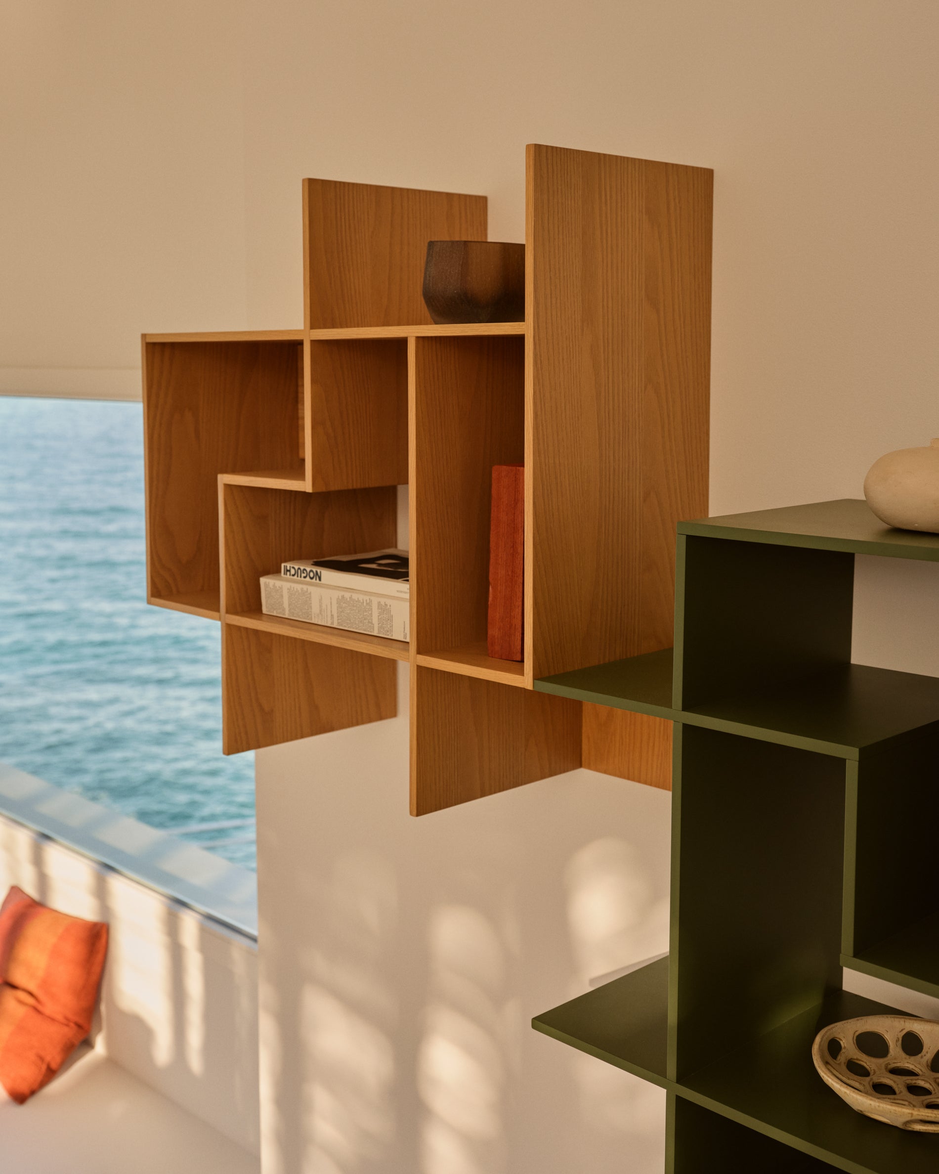 Ina modular shelving unit in oak veneer with natural finish 80 x 80cm FSC 100% - Lifestyle