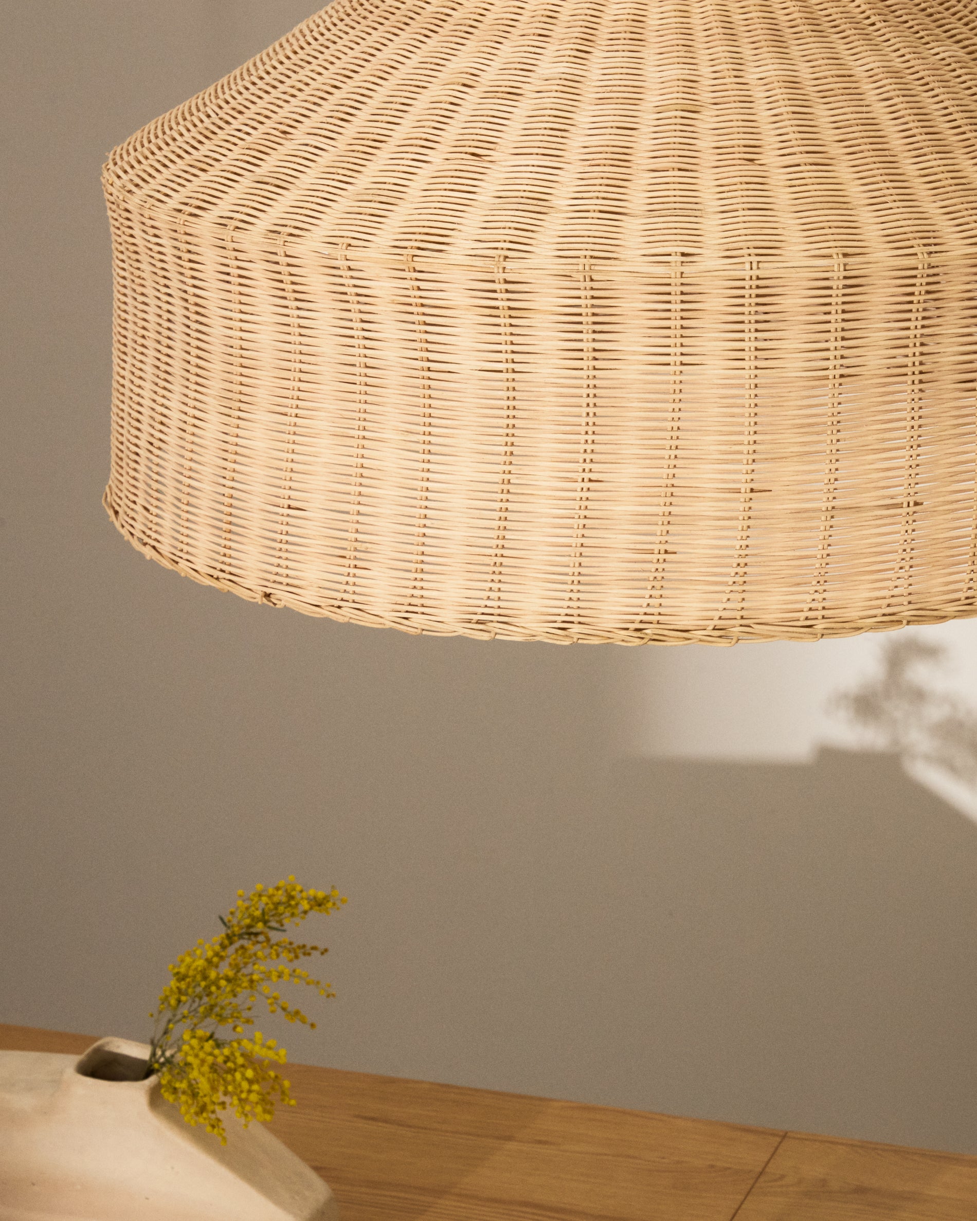 Ennia rattan lamp shade with light finish Ø65cm - Lifestyle