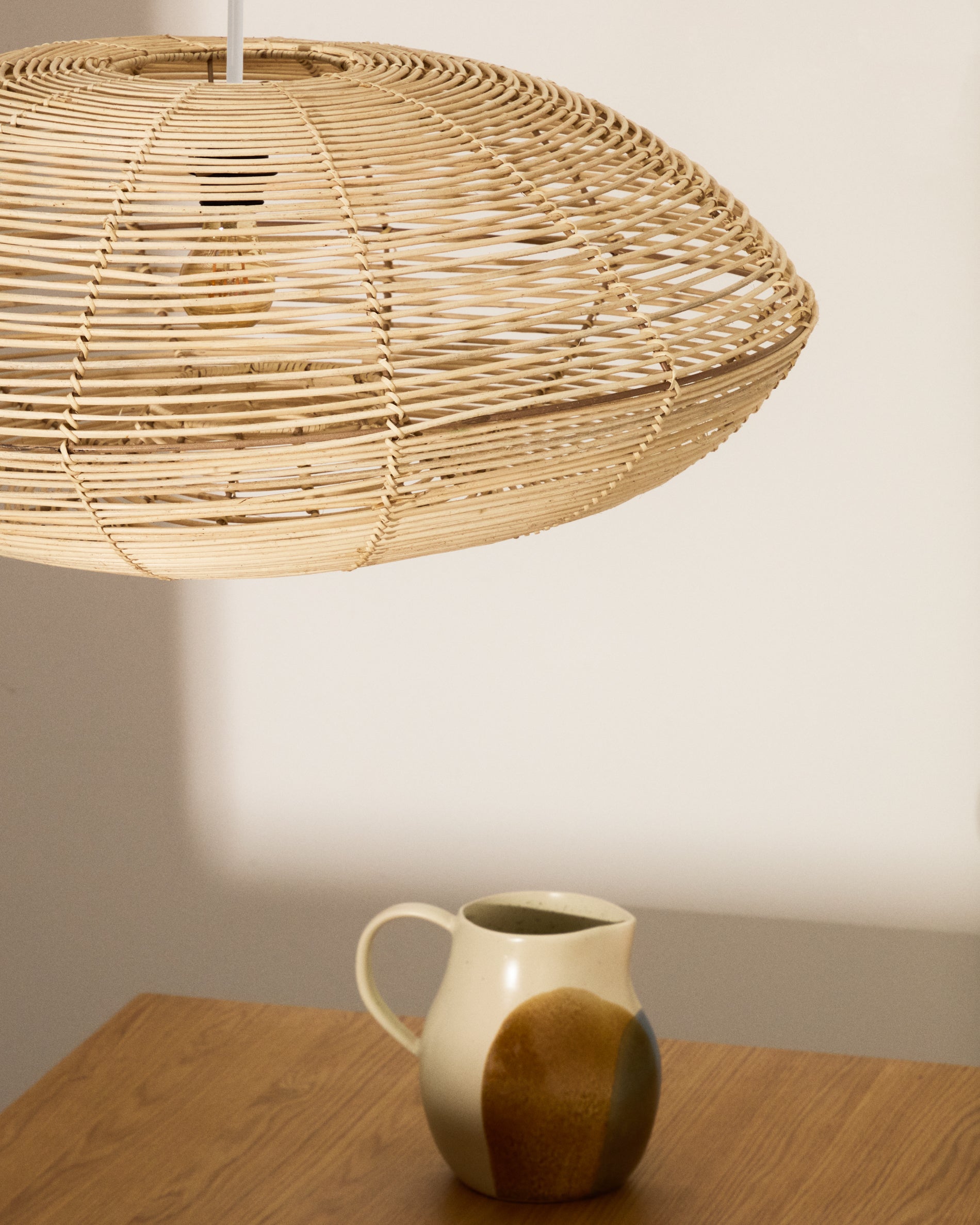 Flaro rattan ceiling lamp shade with light finish Ø70cm - Lifestyle