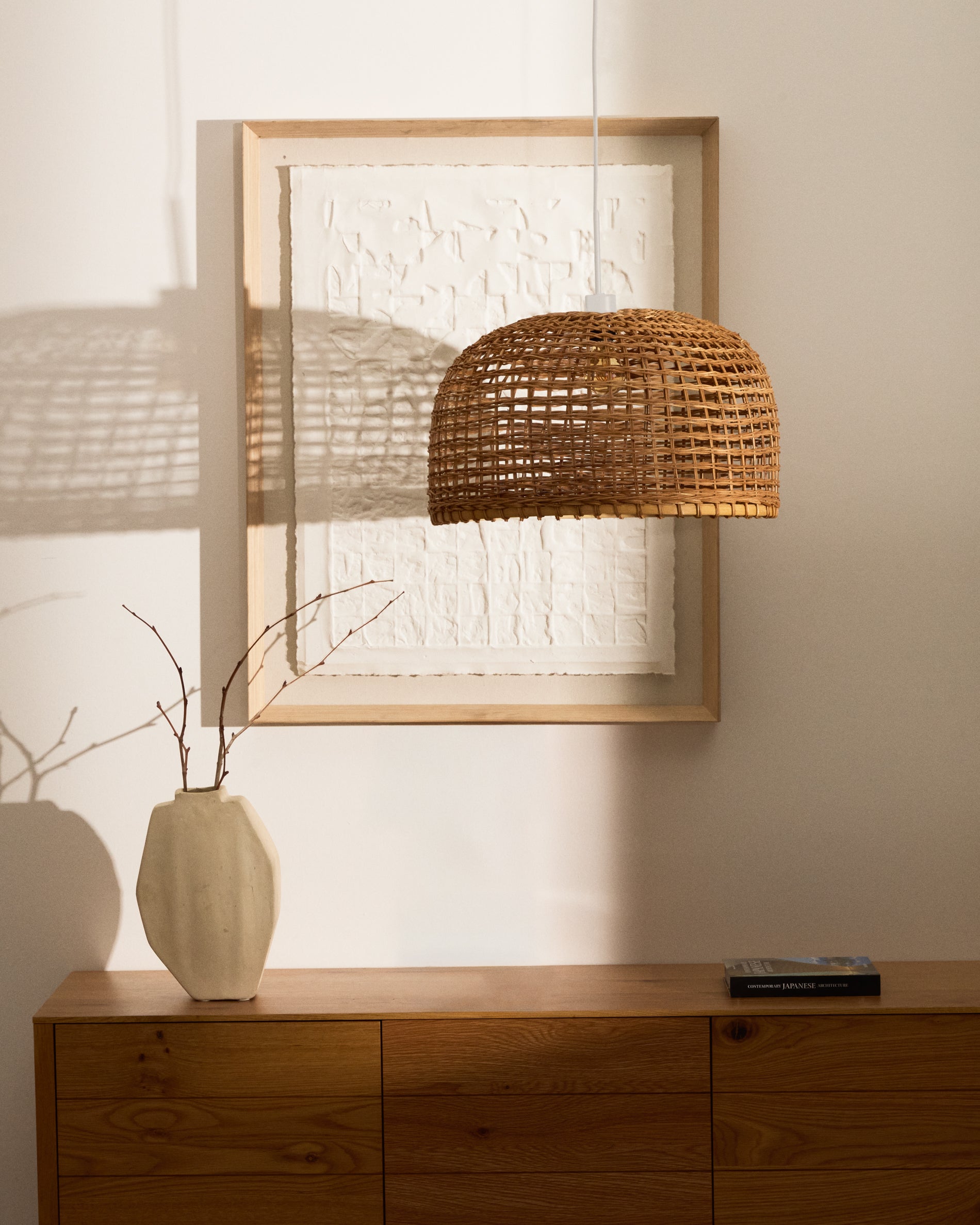 Dakira ceiling lamp shade in rattan with natural finish Ø52cm - Lifestyle