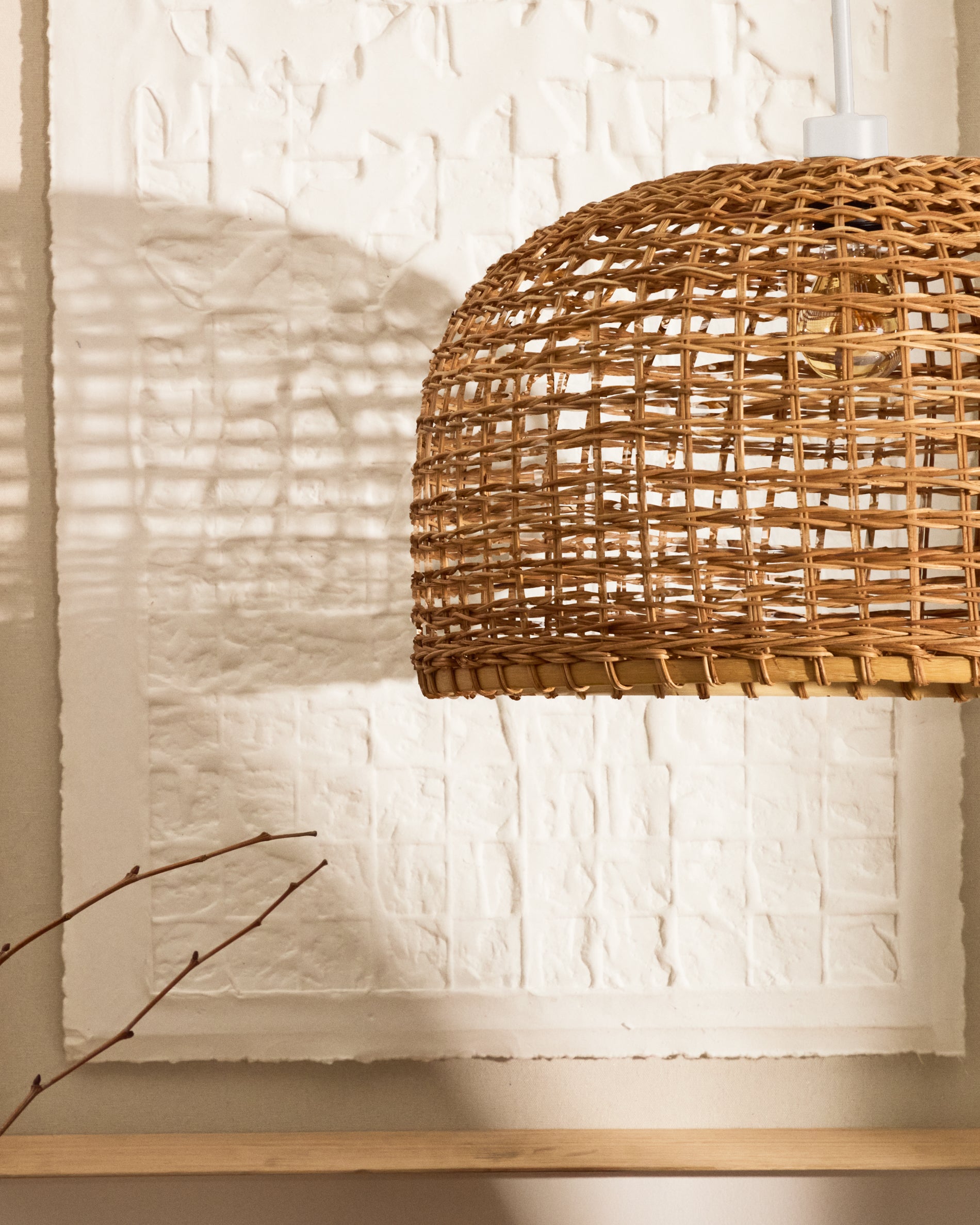 Dakira ceiling lamp shade in rattan with natural finish Ø52cm - Lifestyle