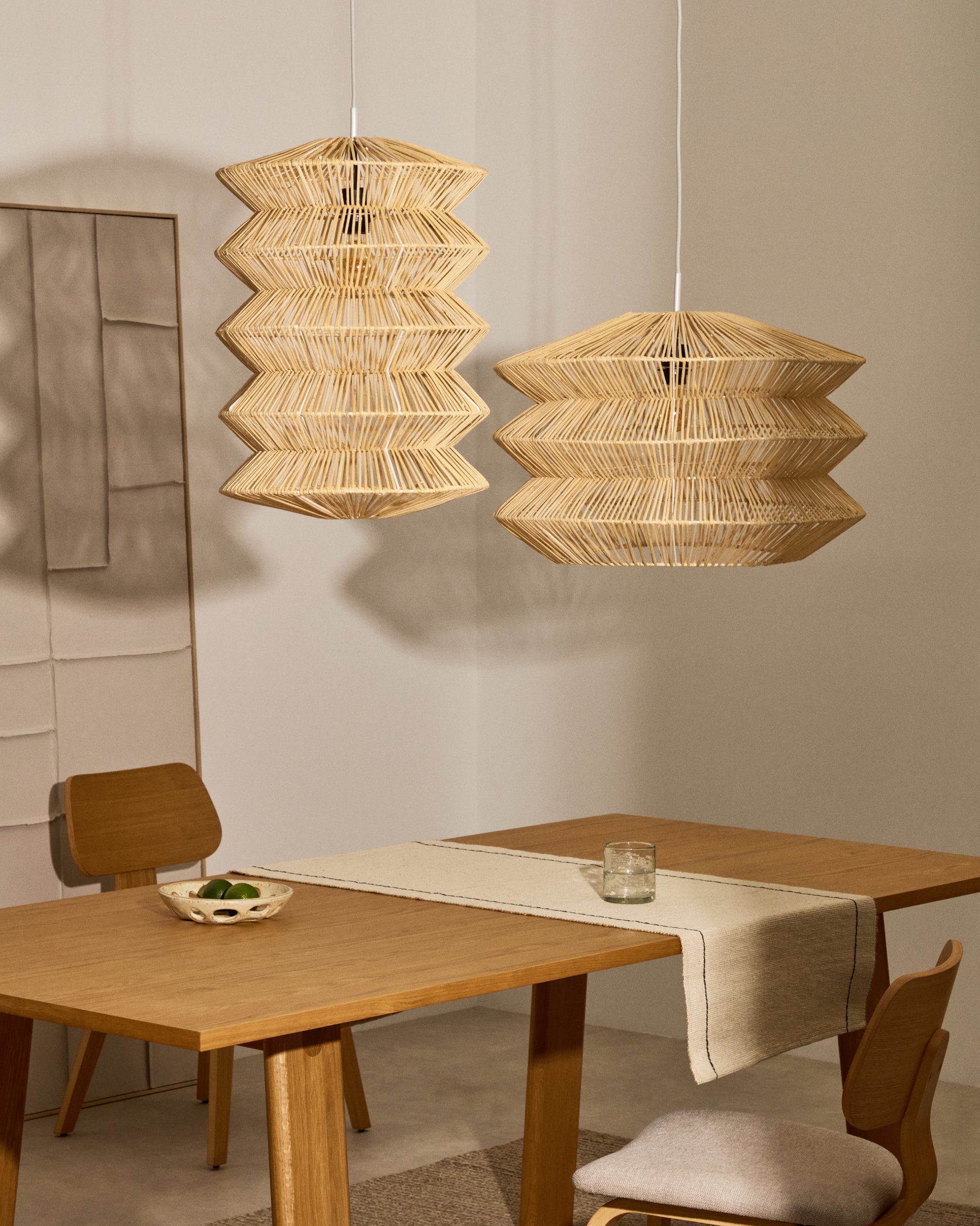 Dakit ceiling lamp shade in rattan with light finish 60 x 39cm - Lifestyle