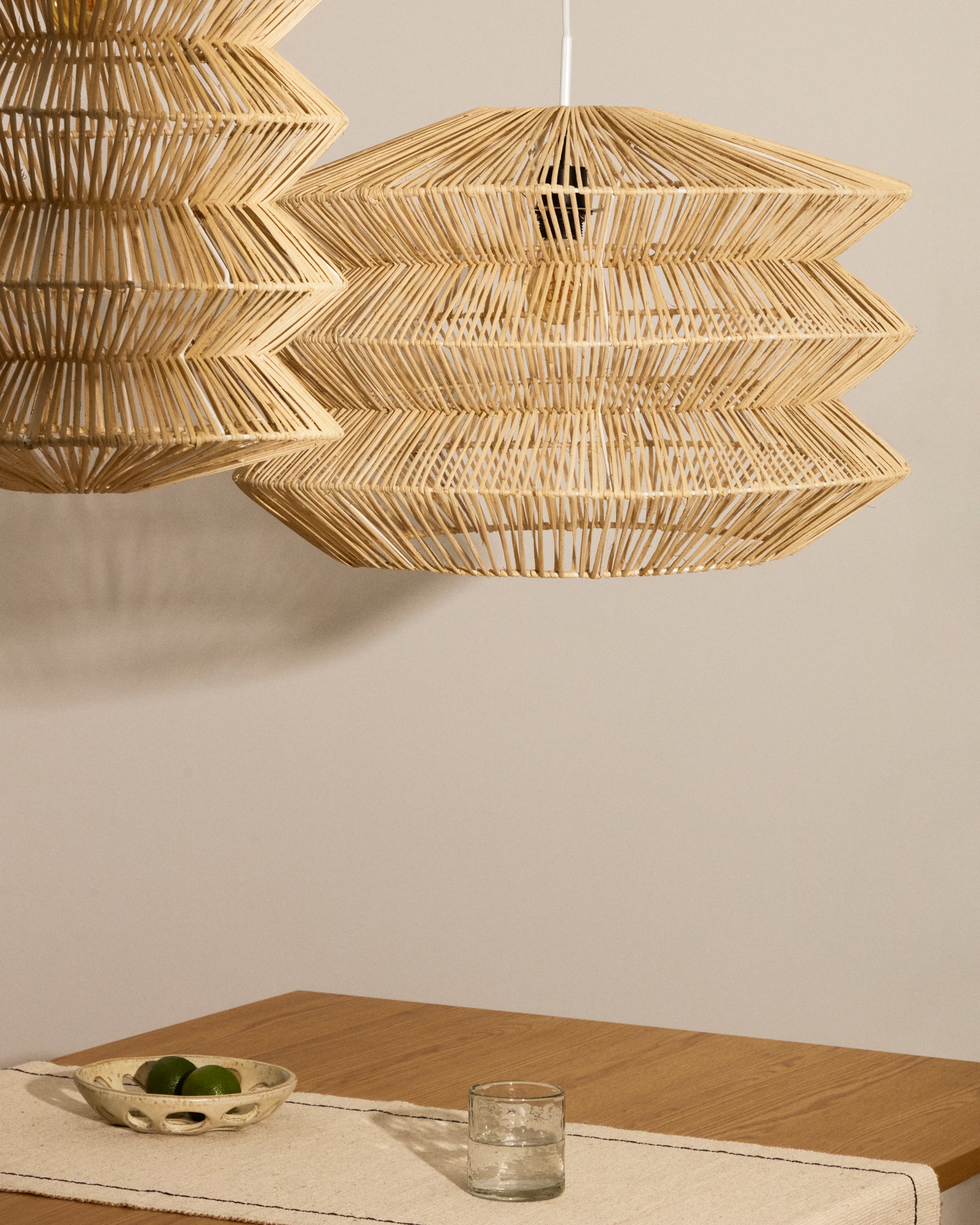 Dakit ceiling lamp shade in rattan with light finish 60 x 39cm - Lifestyle