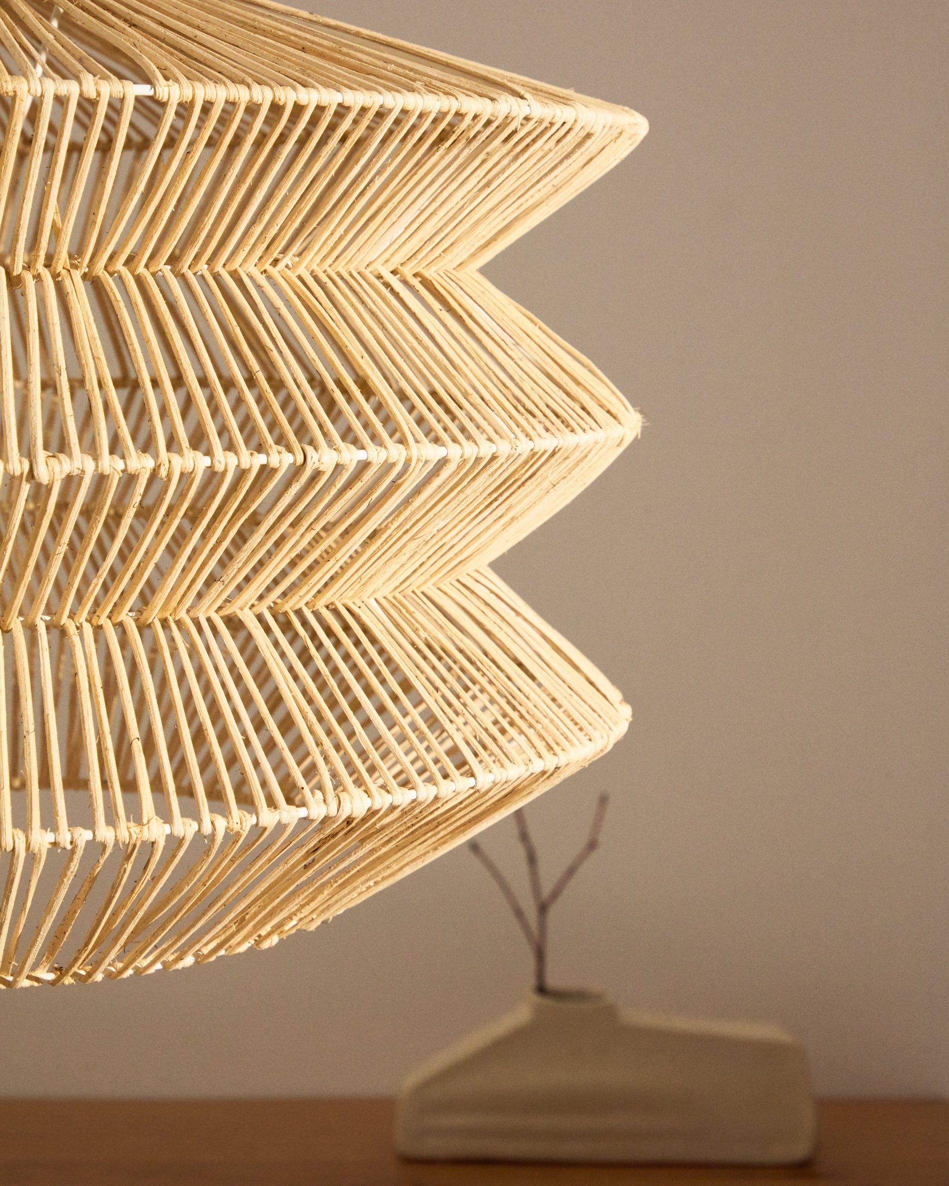 Dakit ceiling lamp shade in rattan with light finish 60 x 39cm - Lifestyle