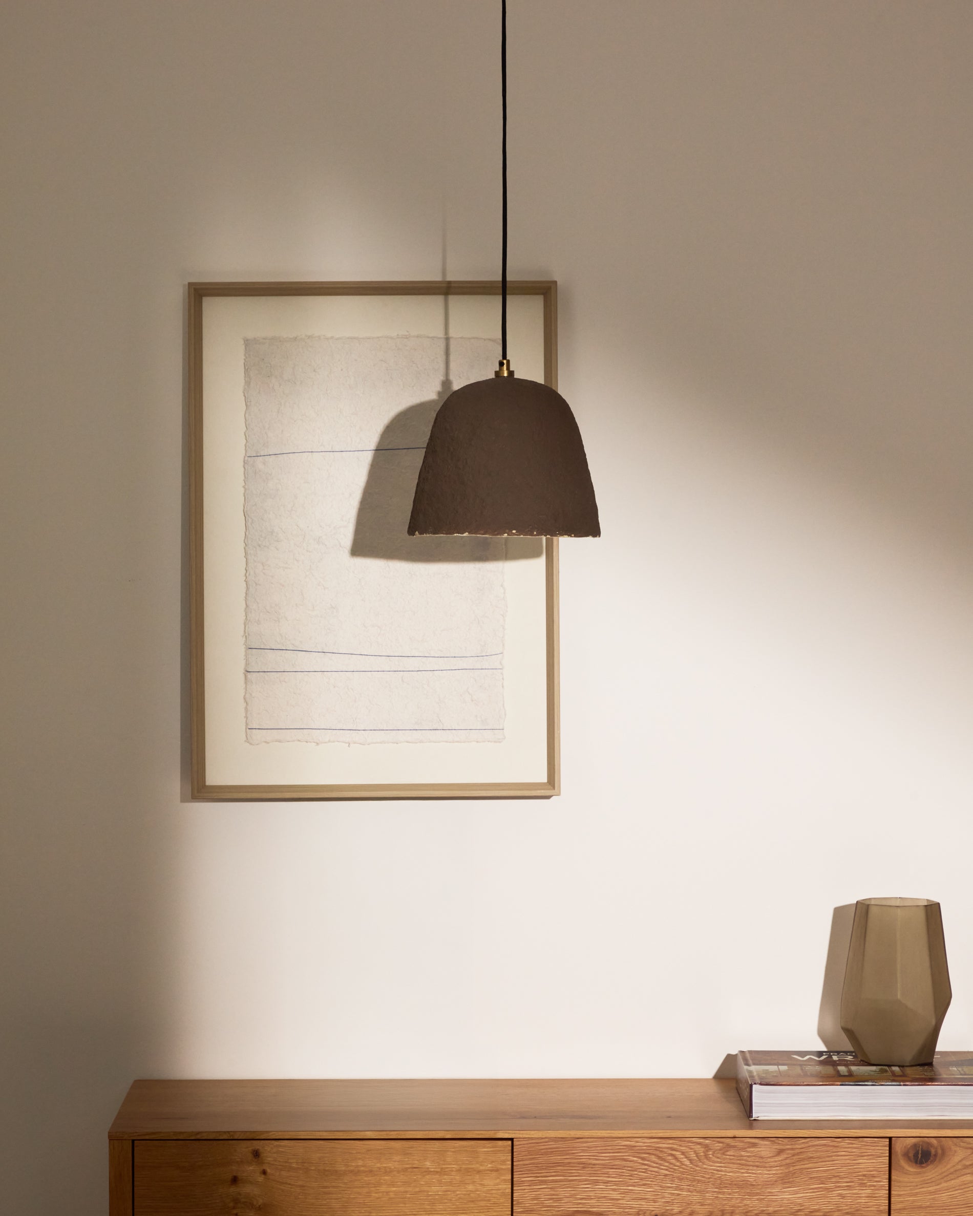 Lisora ceiling lamp in brown papier-mâché Ø25cm - Lifestyle