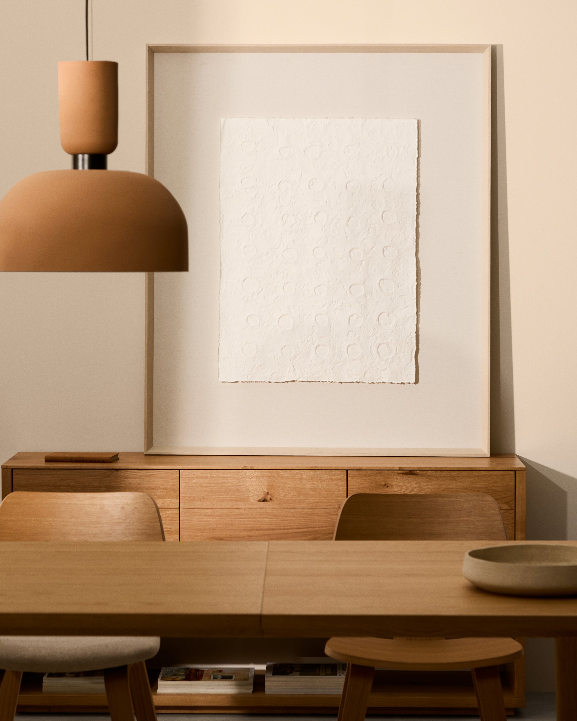 Olvin abstract picture on white recycled paper with hand-crafted reliefs 104 x 124cm - Lifestyle