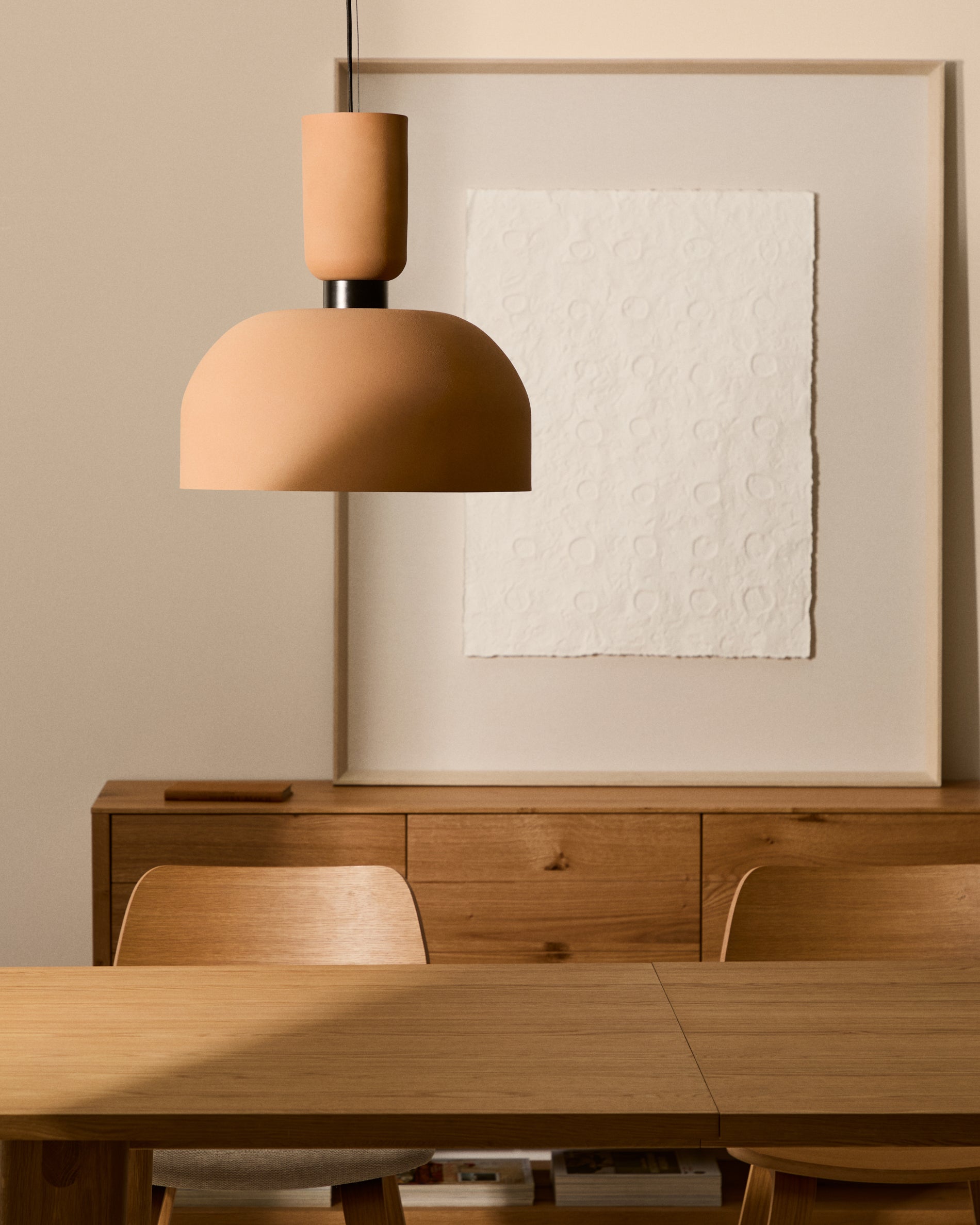 Nibla ceiling lamp in terracotta-effect metal Ø40cm - Lifestyle