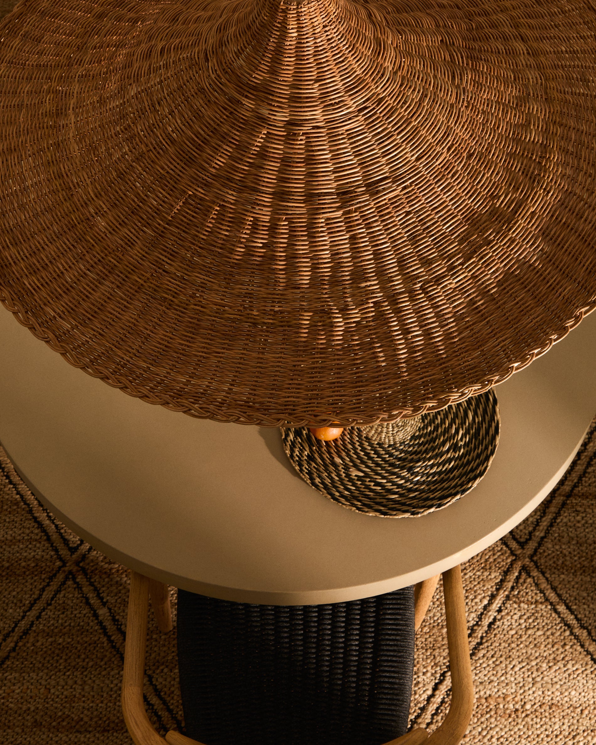 Bladia rattan ceiling lamp shade with natural finish Ø70cm - Lifestyle