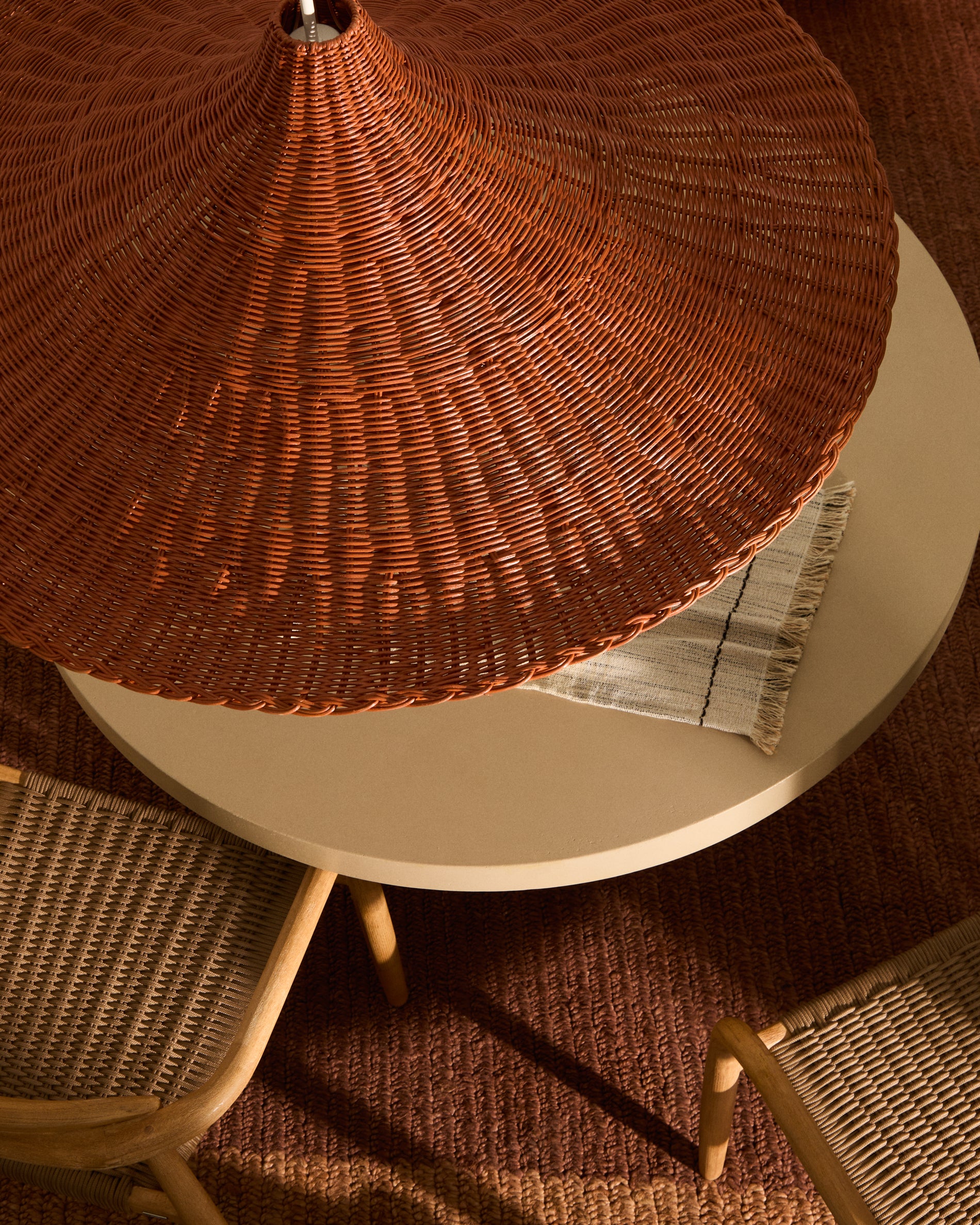 Bladia rattan ceiling lamp shade with terracotta finish Ø70cm - Lifestyle