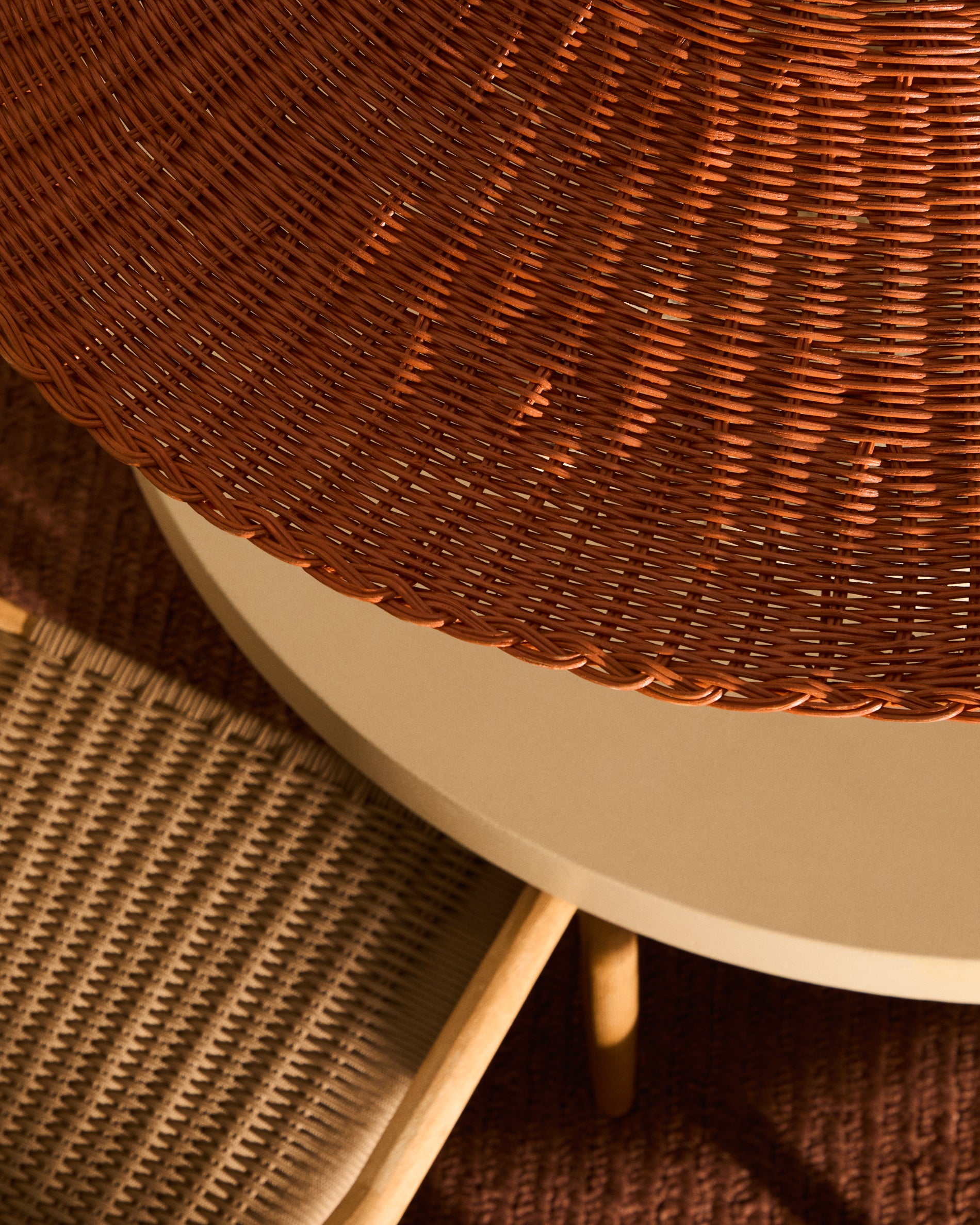 Bladia rattan ceiling lamp shade with terracotta finish Ø90cm - Lifestyle