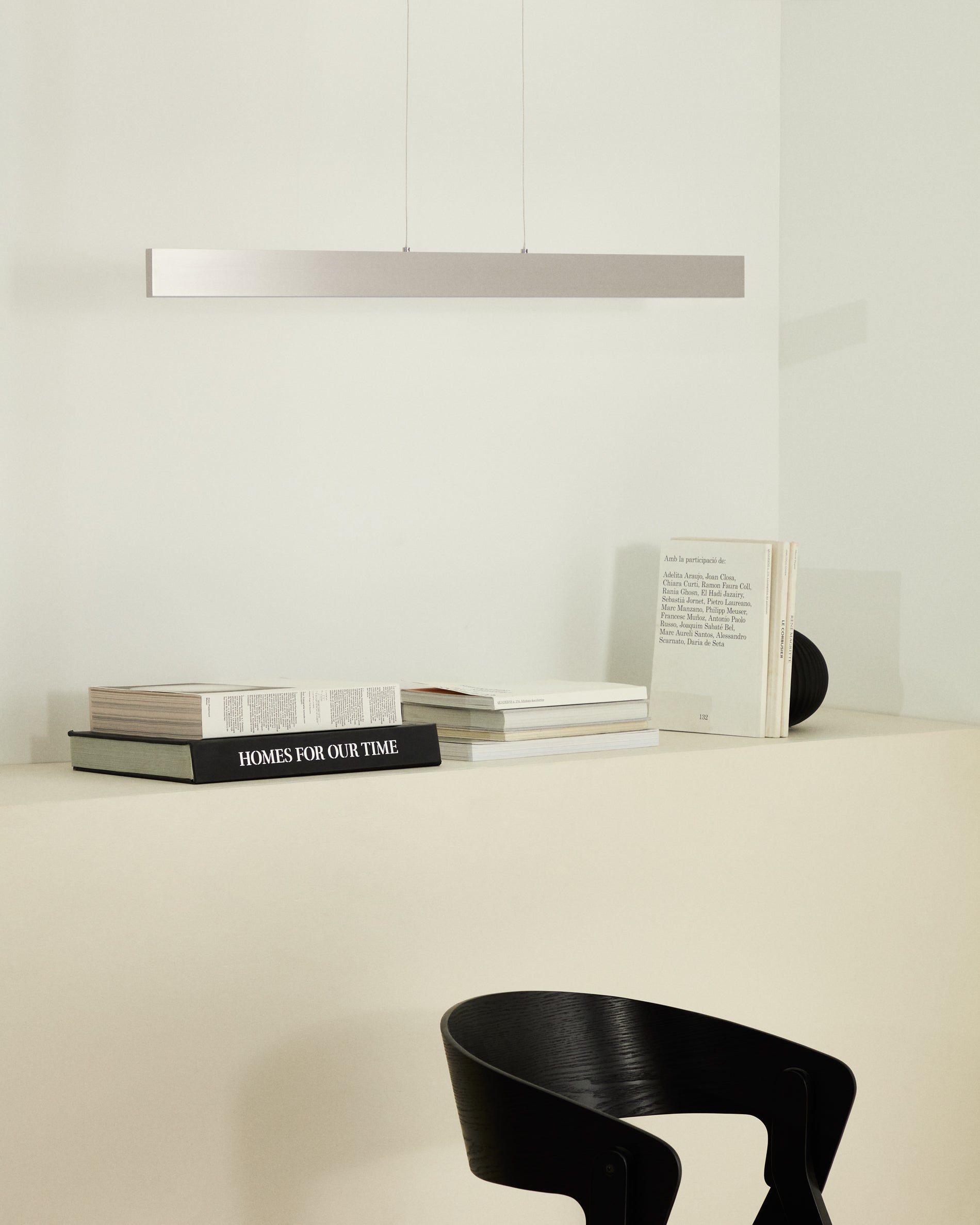 Boadella aluminium ceiling lamp with silver brushed painted finish - Lifestyle