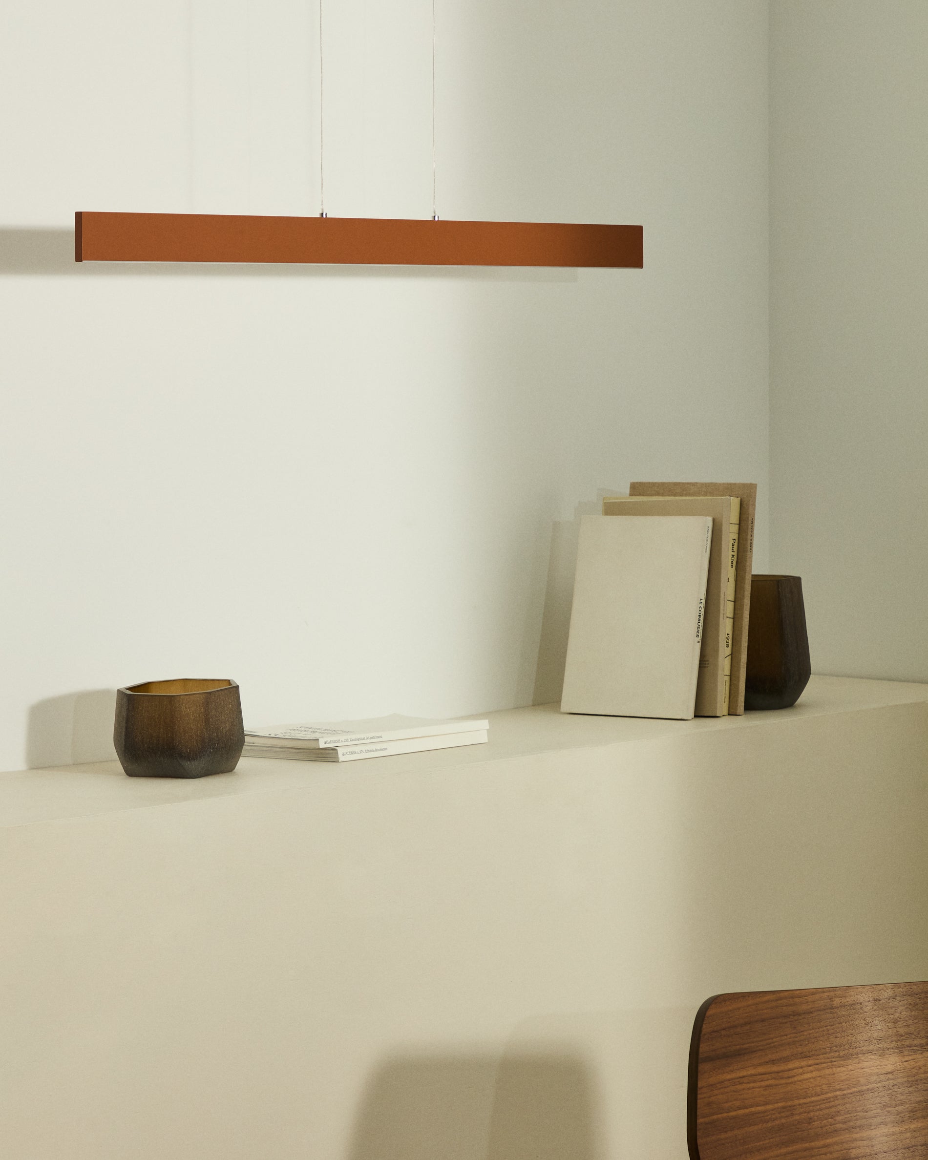 Boadella aluminium ceiling lamp with terracotta painted finish - Lifestyle