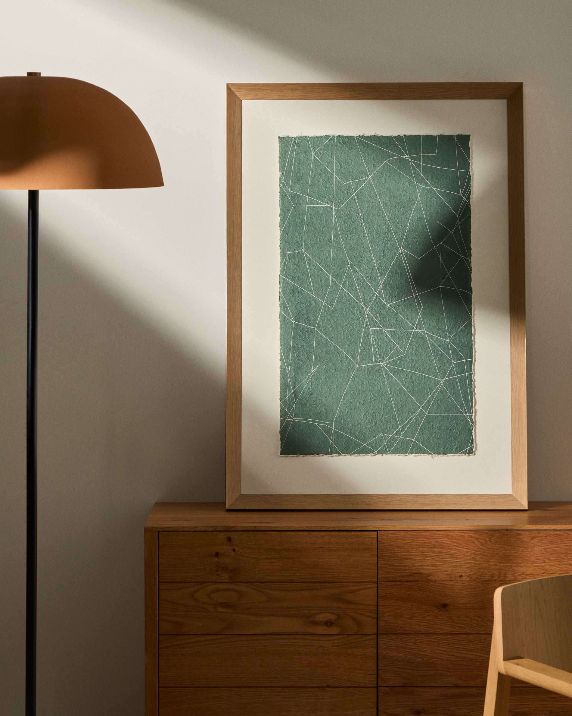 Durkan abstract picture on green recycled paper 100 x 70cm - Lifestyle