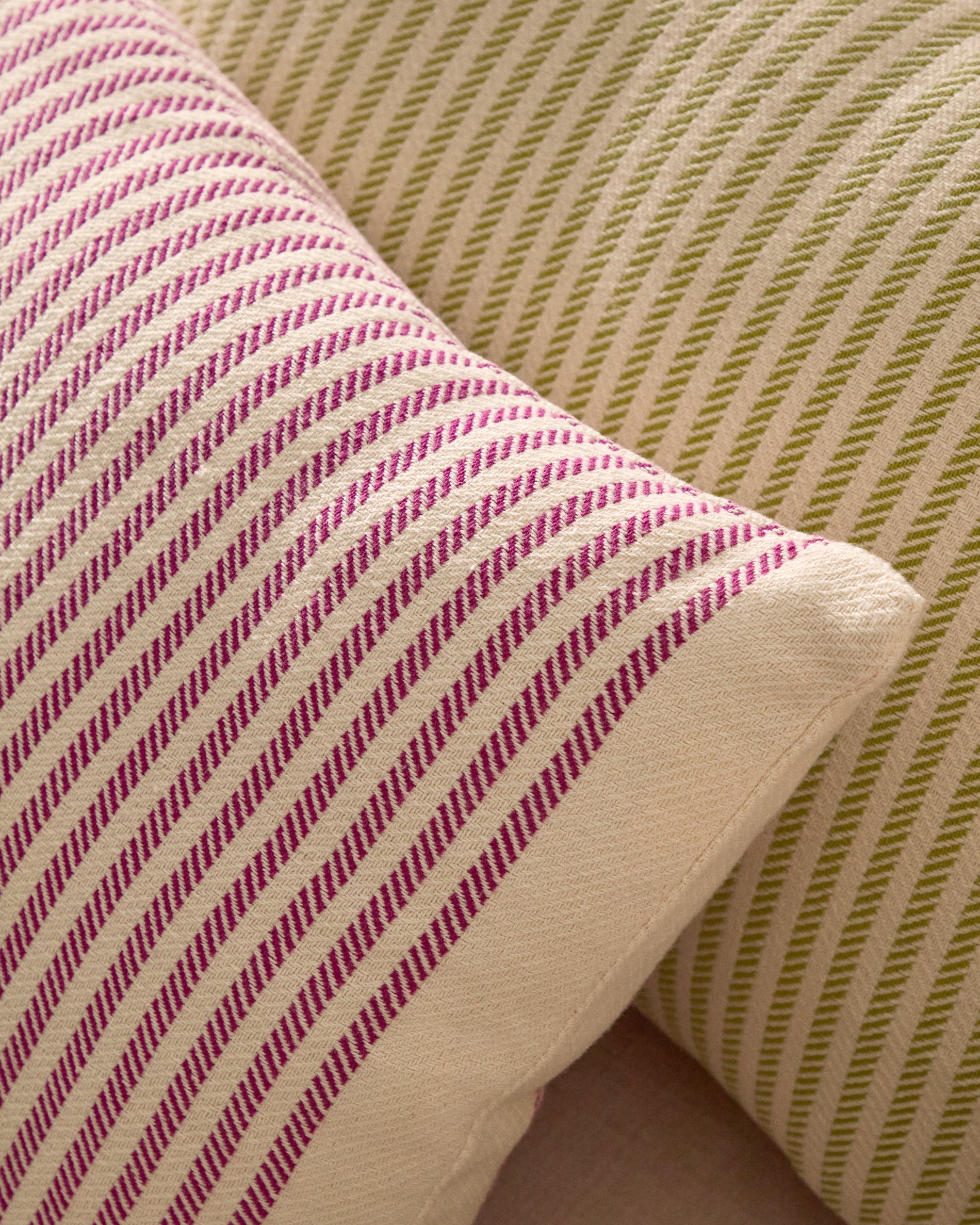 Lioris pink striped cotton cushion cover 60 x 40cm - Lifestyle