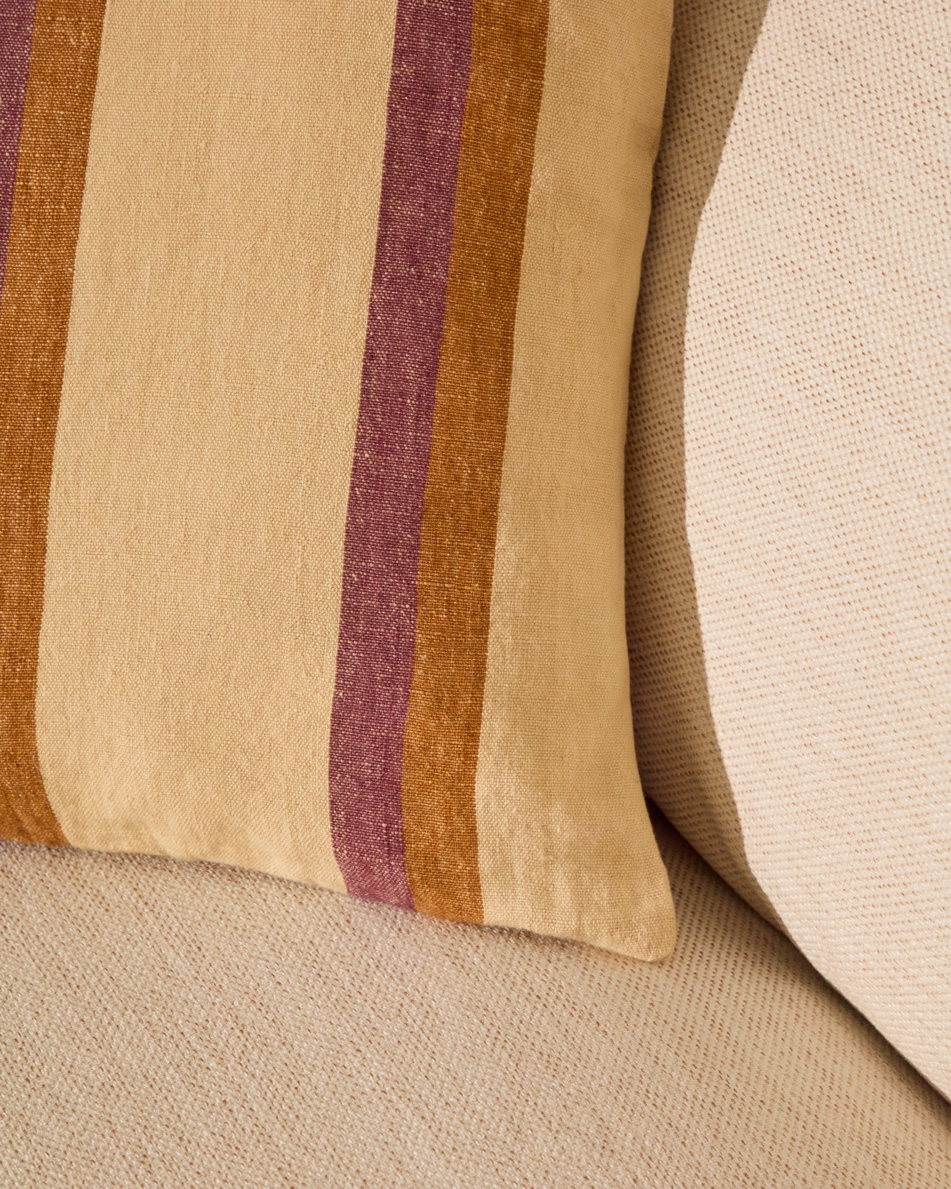 Arven multicoloured striped 100% linen cushion cover 45 x 45cm - Lifestyle