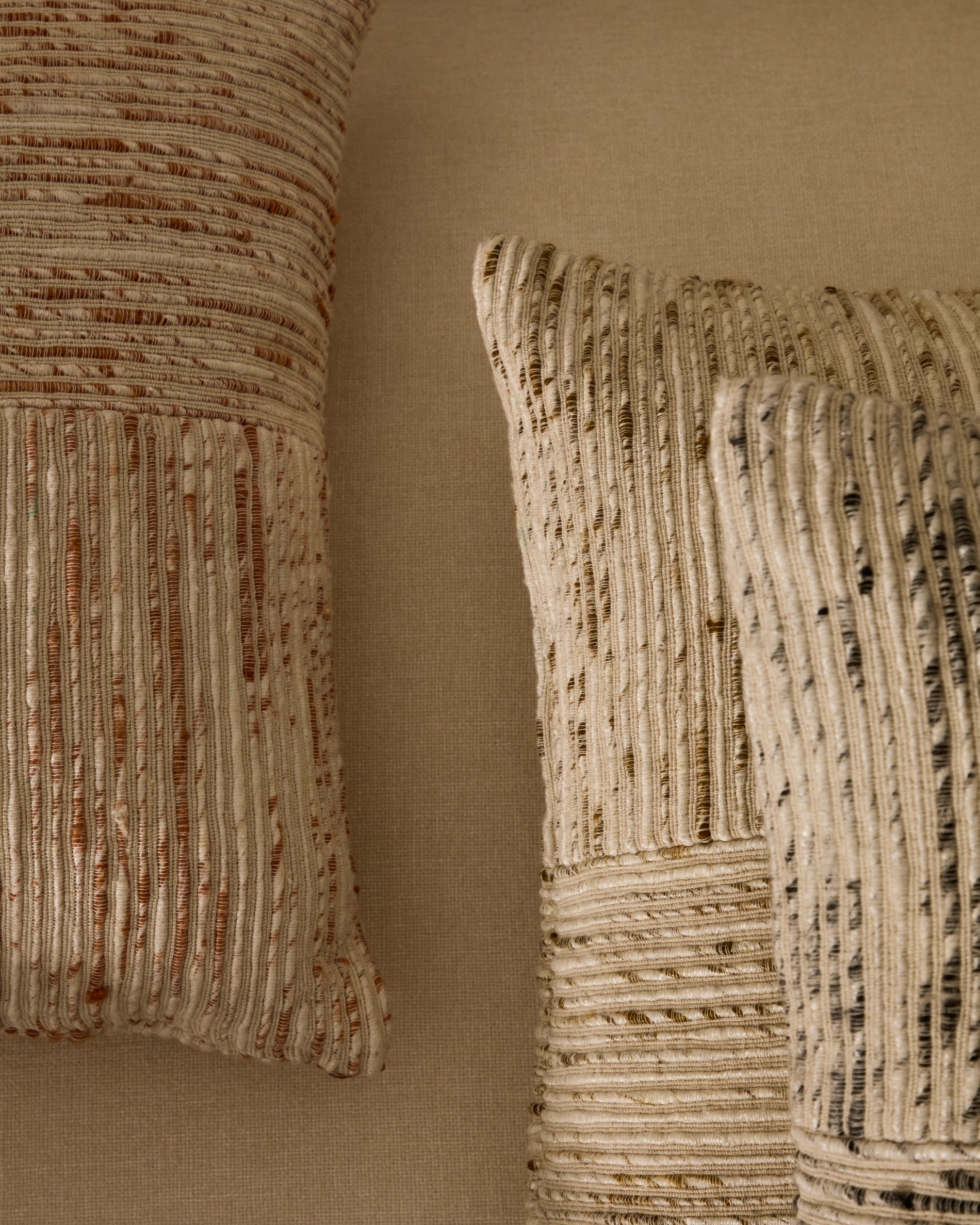 Anuba beige and red checked jacquard cushion cover 45 x 45cm - Lifestyle