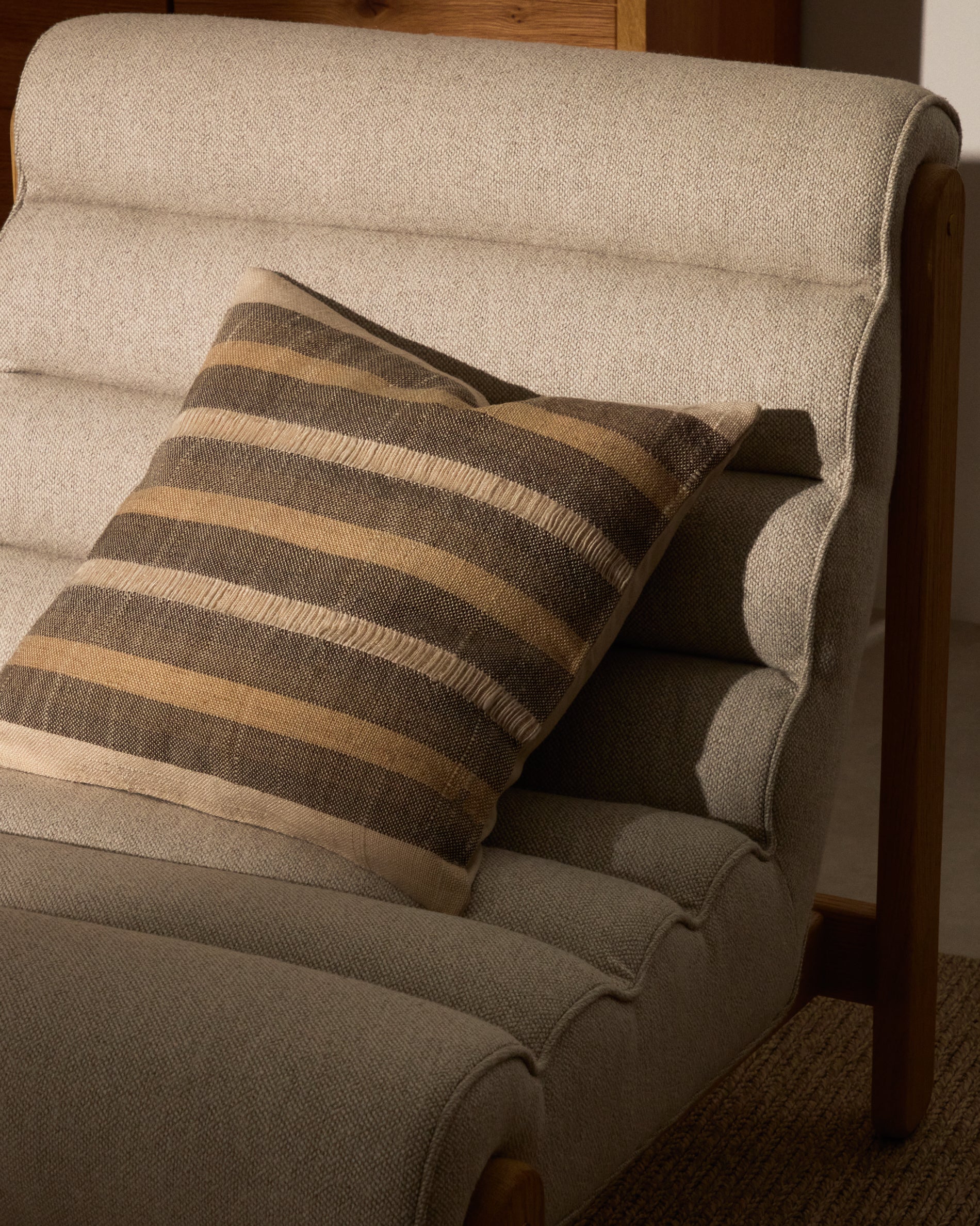 Awen multicoloured woven stripe cotton cushion cover 45 x 45cm - Lifestyle
