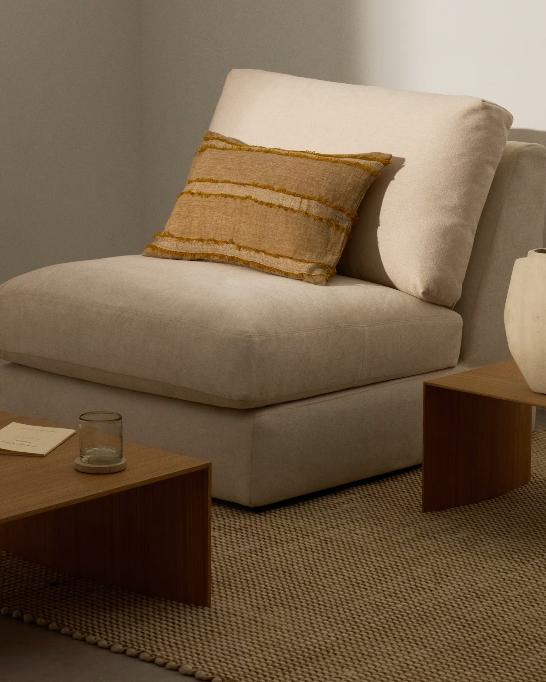 Neris mustard 100% linen cushion cover 40 x 60cm.