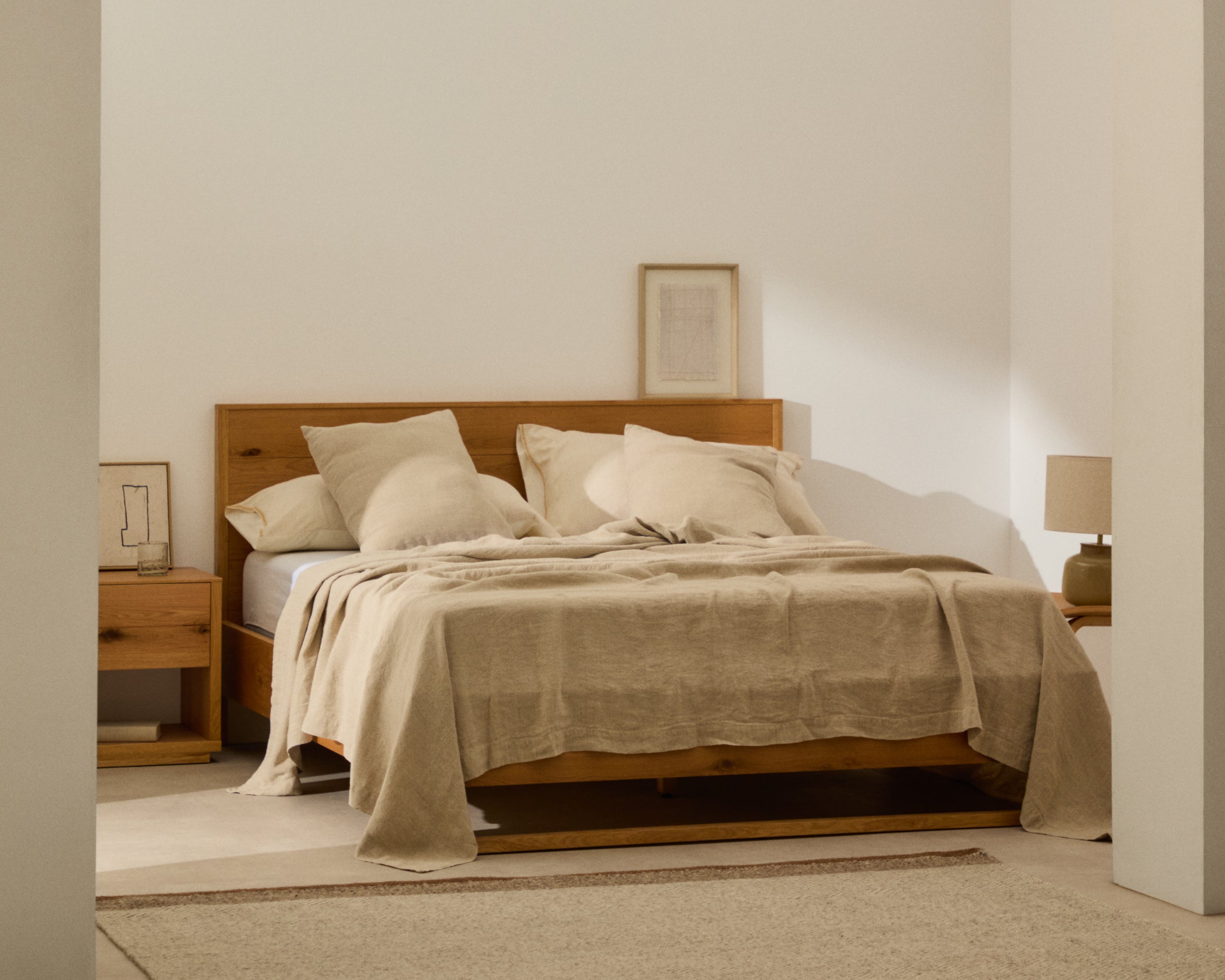 Tandi beige 100% linen bedspread for 90/135cm bed - Lifestyle