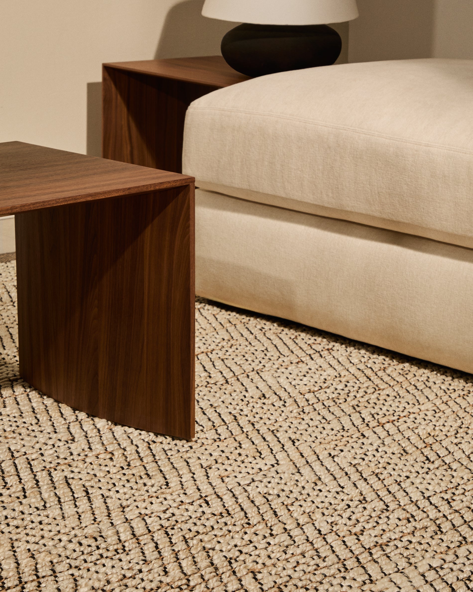 Arpe beige jute jacquard rug 160 x 230cm - Lifestyle