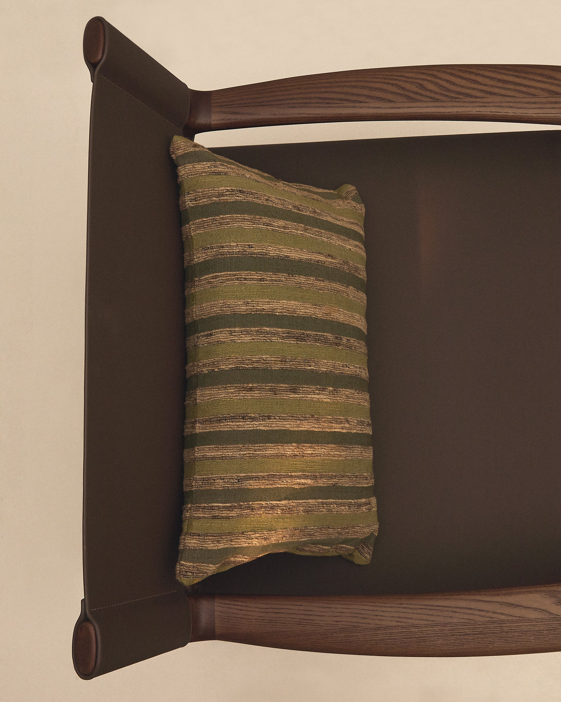 Dorevi green striped silk blend jacquard cushion cover 40 x 60cm - Lifestyle