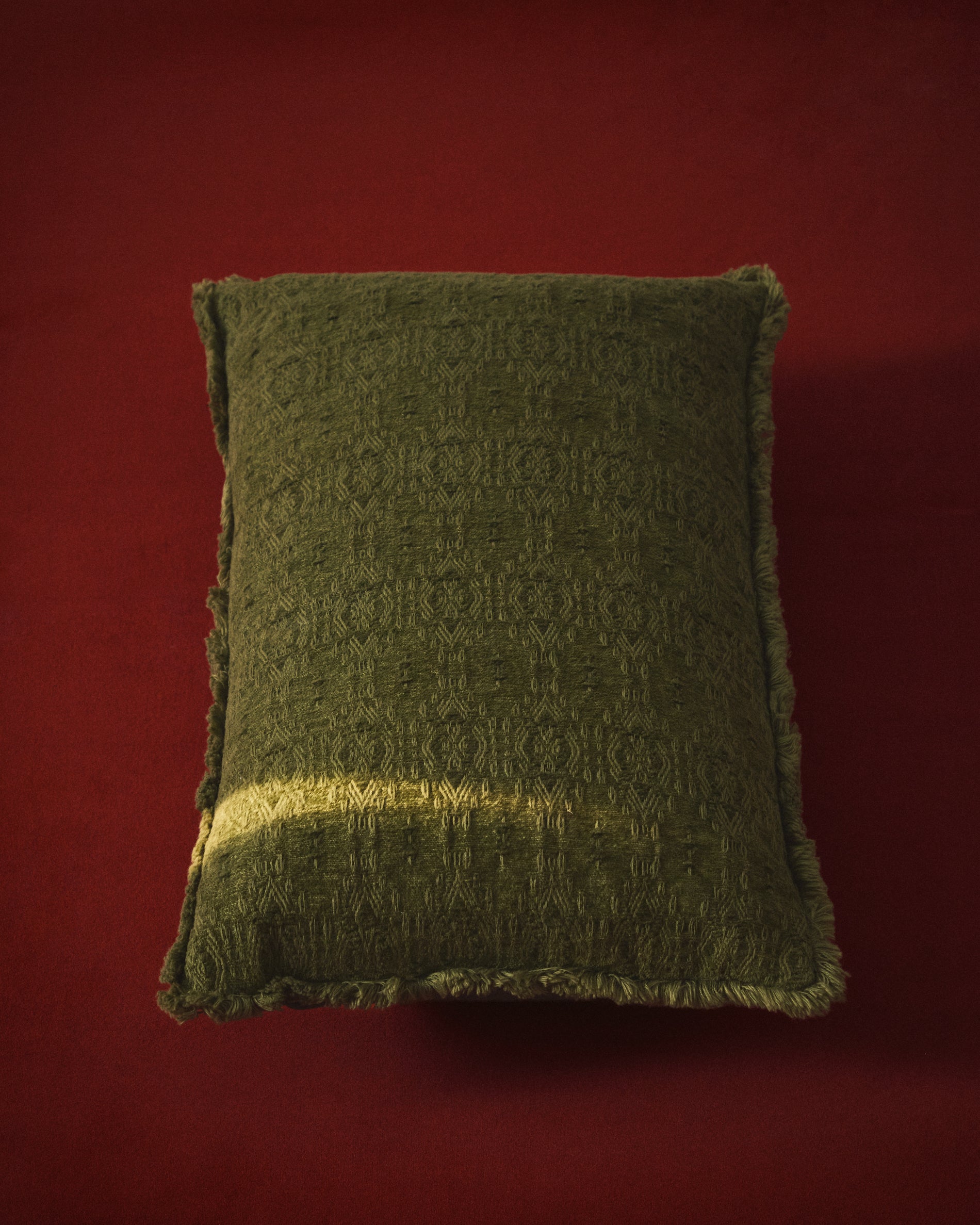 Narela cushion cover in green jacquard cotton and viscose 50 x 30 cm - Lifestyle