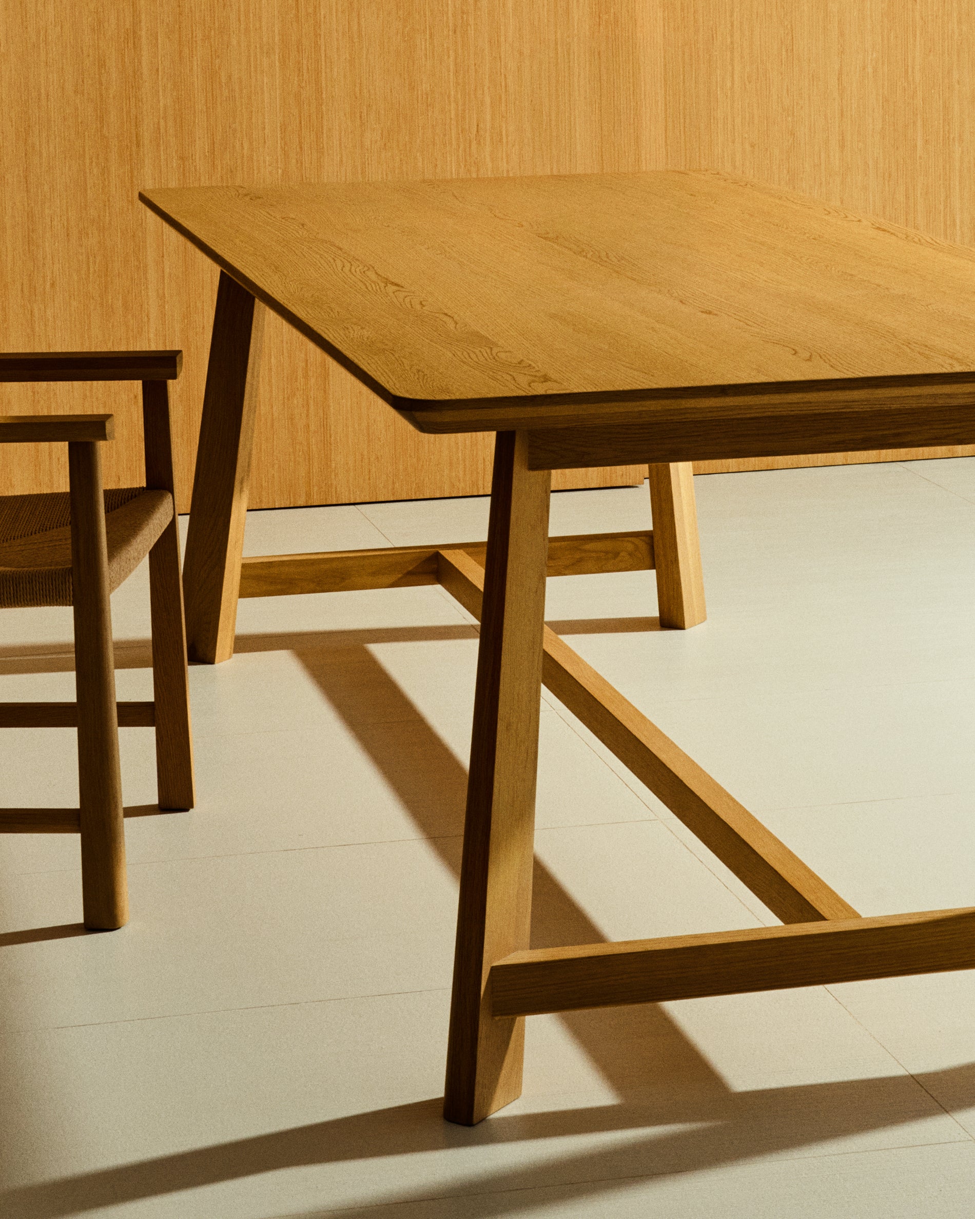 Idun table made of veneer and solid oak wood with natural tone finish FSC Mix Credit 220x100cm - Lifestyle