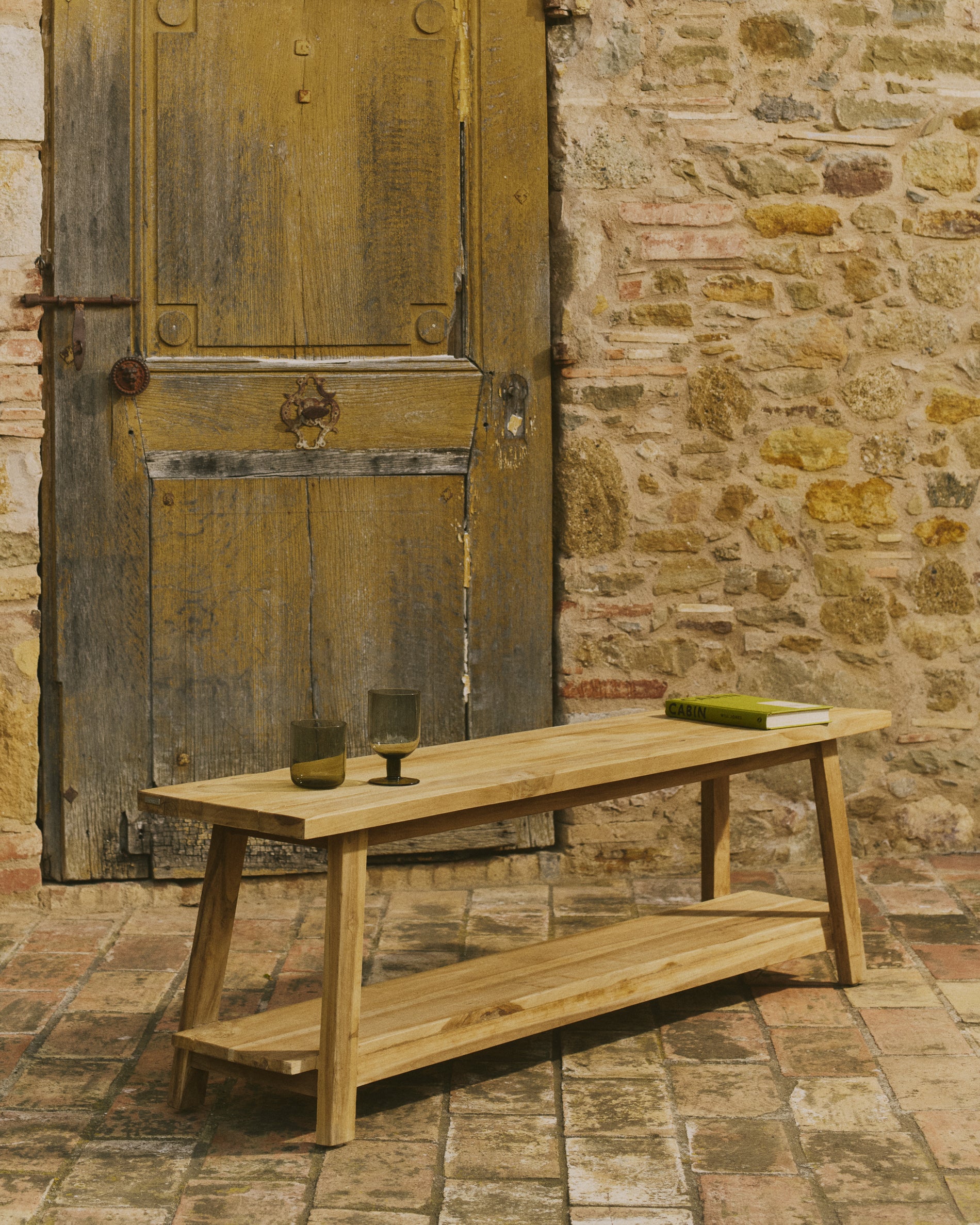 Safara solid recycled teak bench 150 cm - Lifestyle
