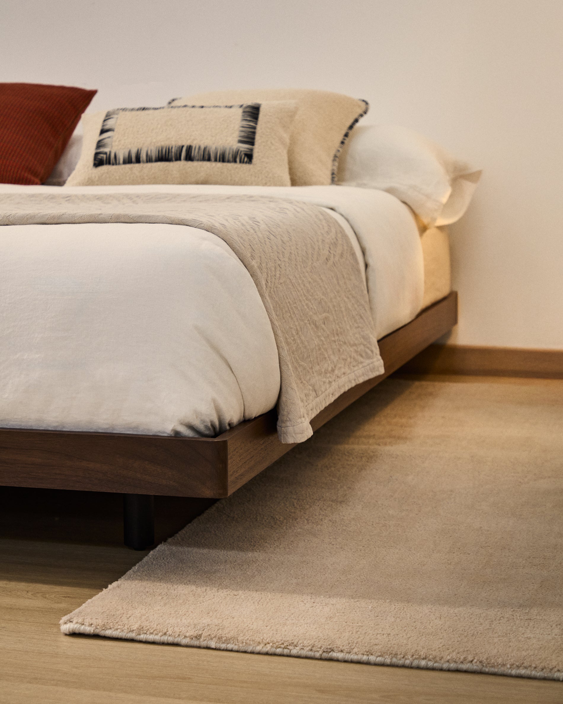 Norlen bed base in walnut veneer with dark finish for 180 x 200cm mattress FSC Mix Credit - Lifestyle