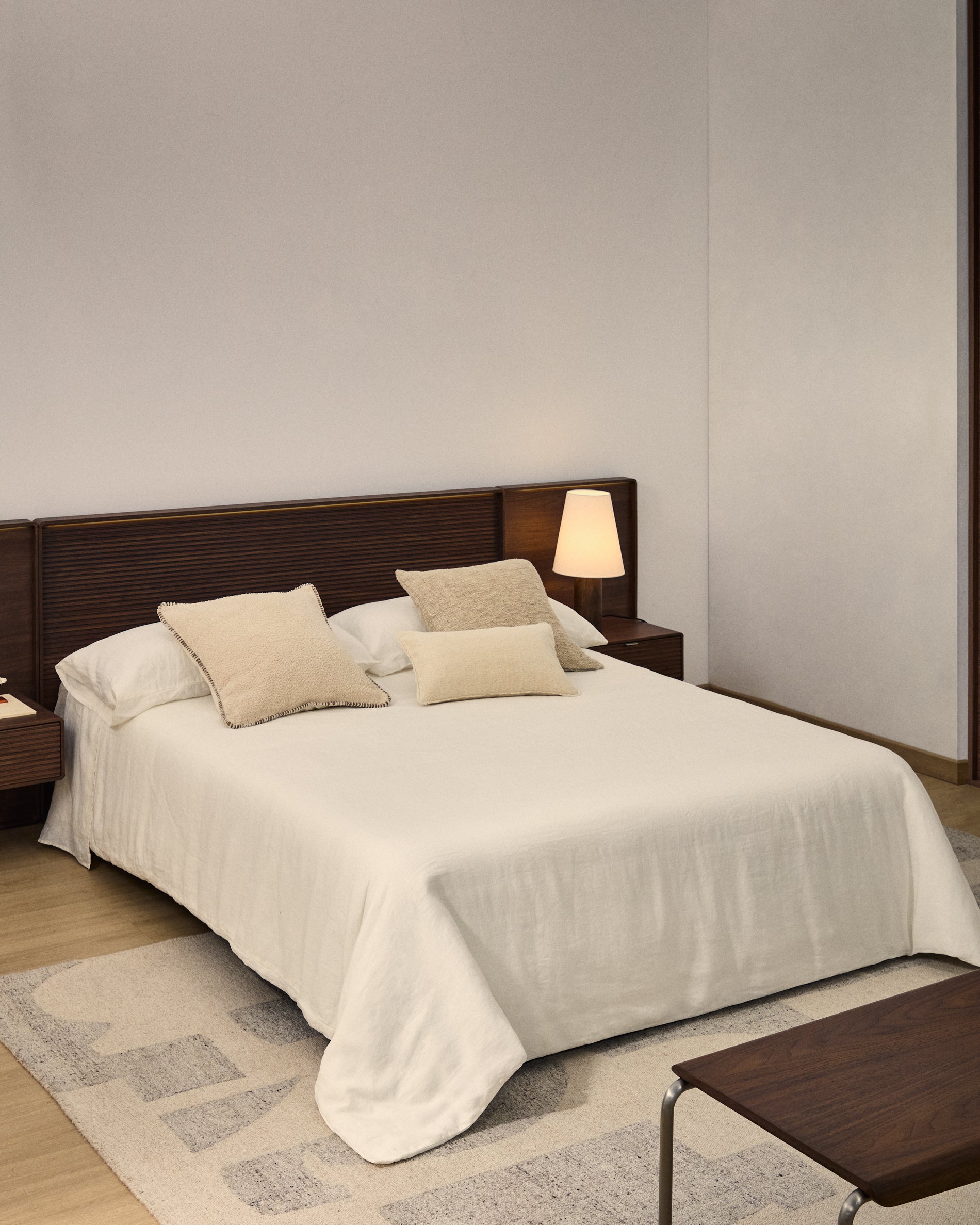 Simmel duvet cover and pillowcase set in ecru cotton and linen for 150cm bed - Lifestyle