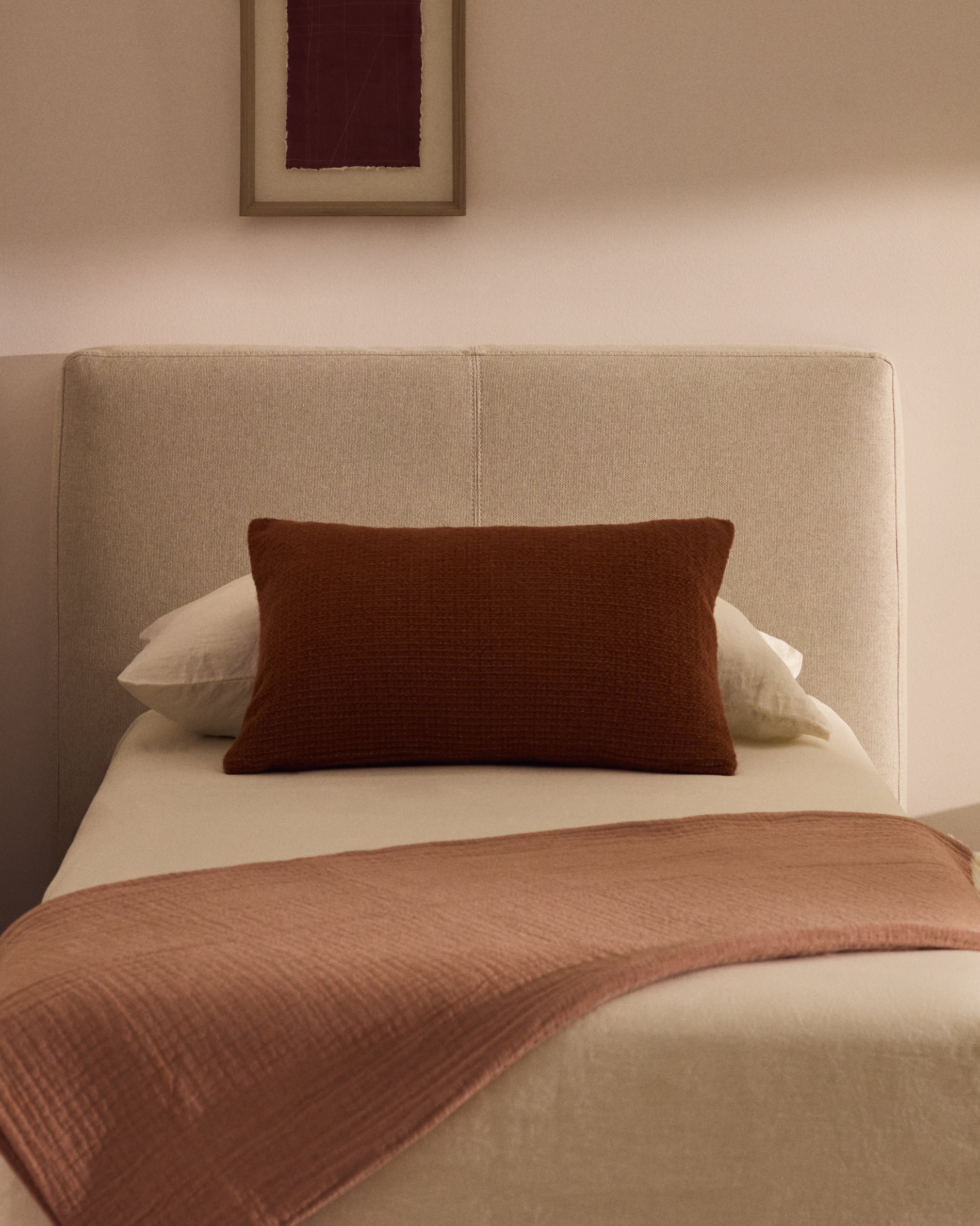 Blok ecru headboard with removable cover for bed up to 90cm - Lifestyle