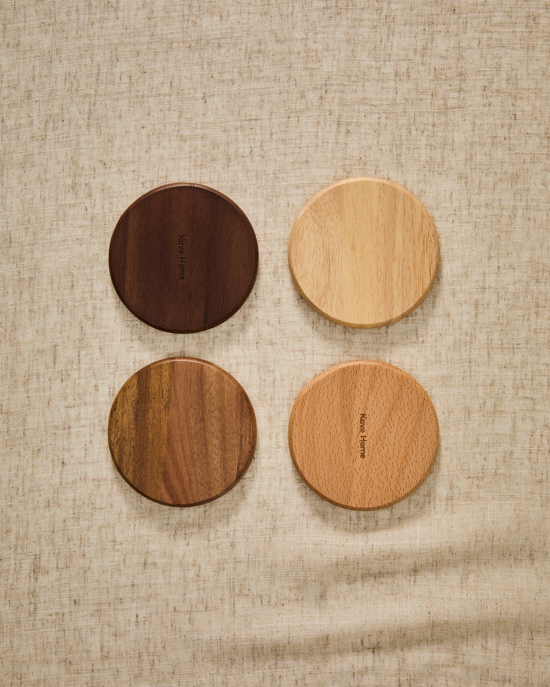 Nover set of 4 coasters in acacia wood FSC 100% - Lifestyle