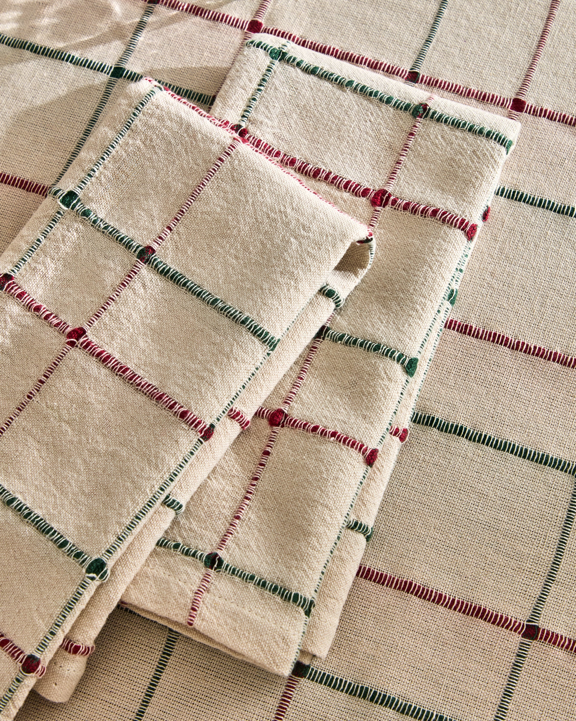 Aldelie set of 2 multicoloured 100% cotton jacquard napkins - Lifestyle