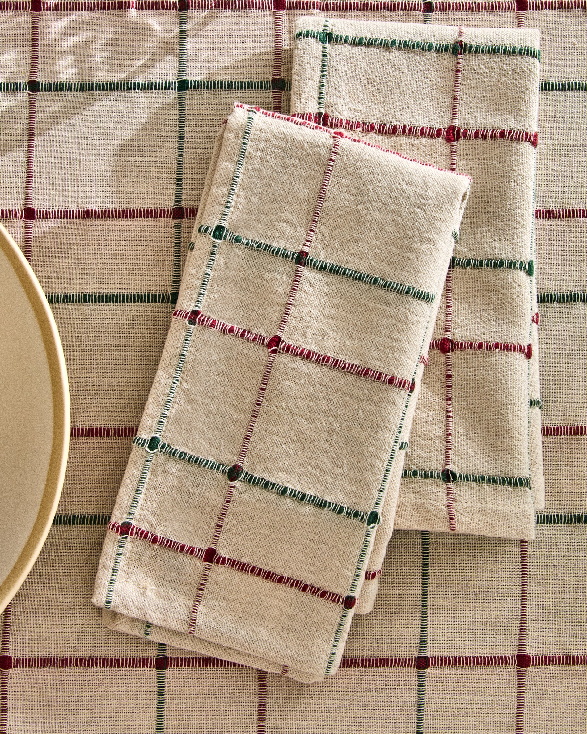 Aldelie set of 2 multicoloured 100% cotton jacquard napkins - Lifestyle