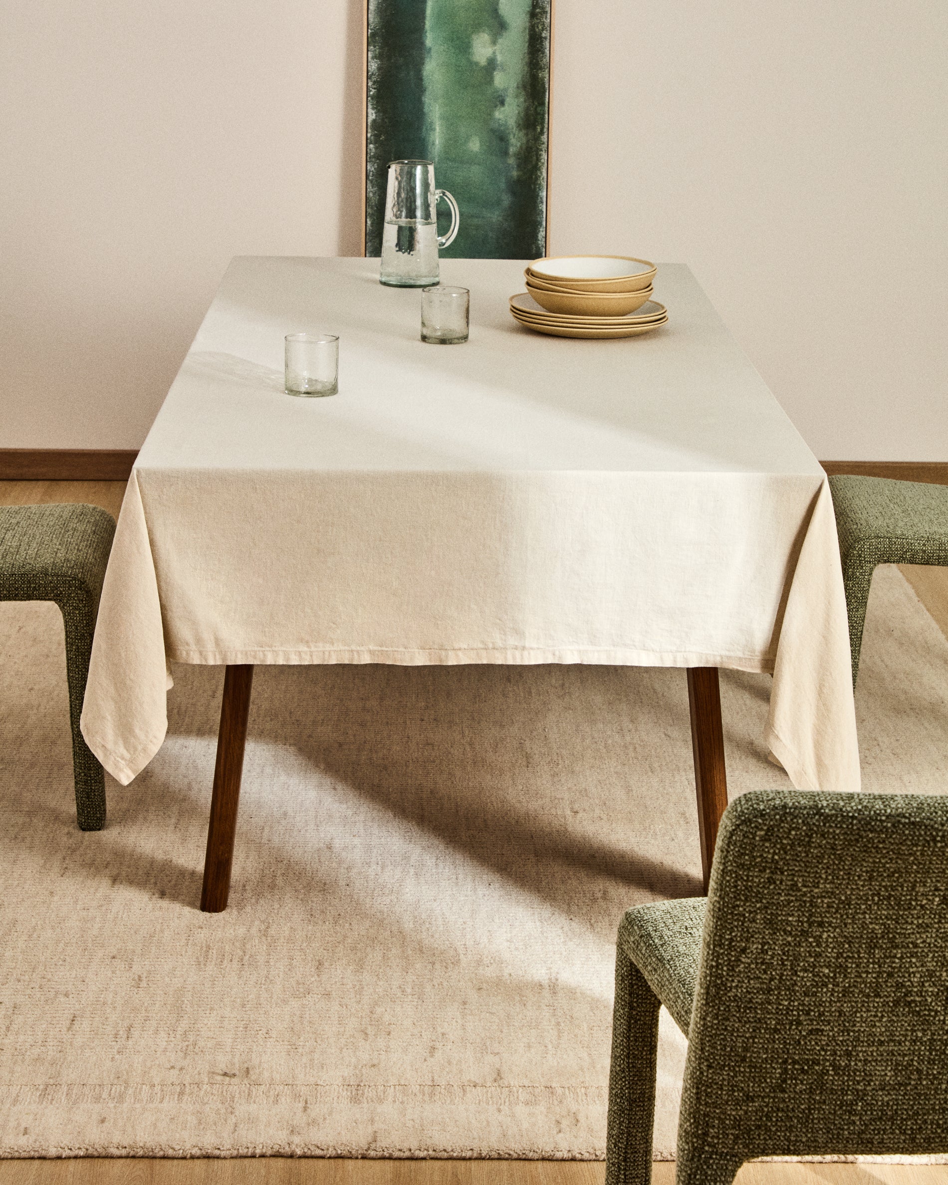 Aldine stone grey cotton and linen tablecloth 170 x 250cm - Lifestyle