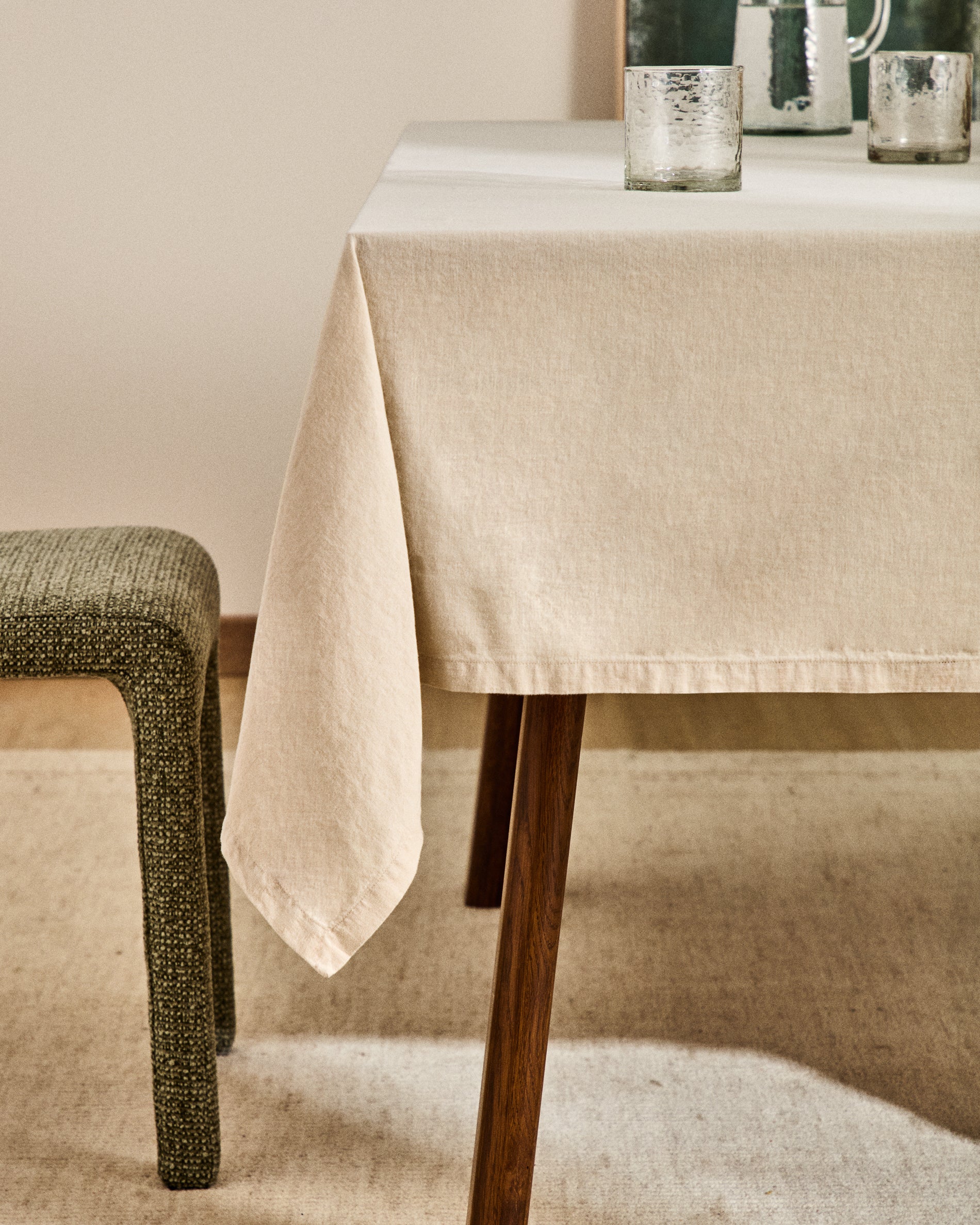 Aldine stone grey cotton and linen tablecloth 170 x 250cm - Lifestyle