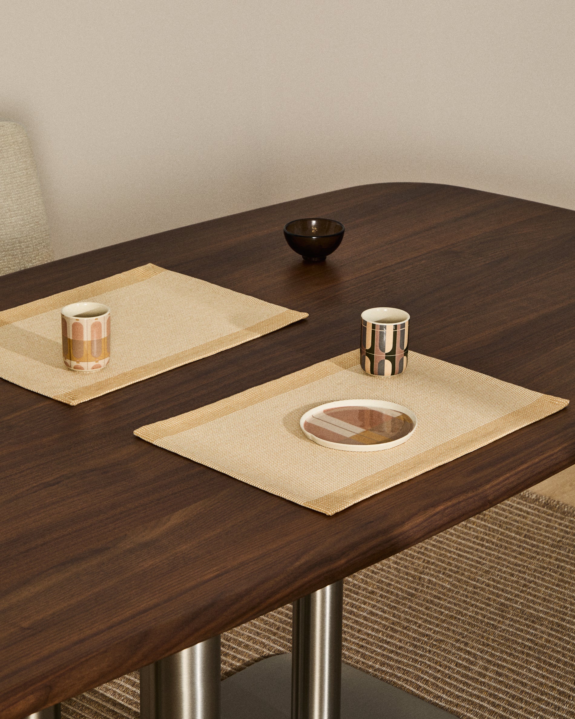 Briven set of 2 beige 100% cotton tablecloths 35 x 50cm - Lifestyle