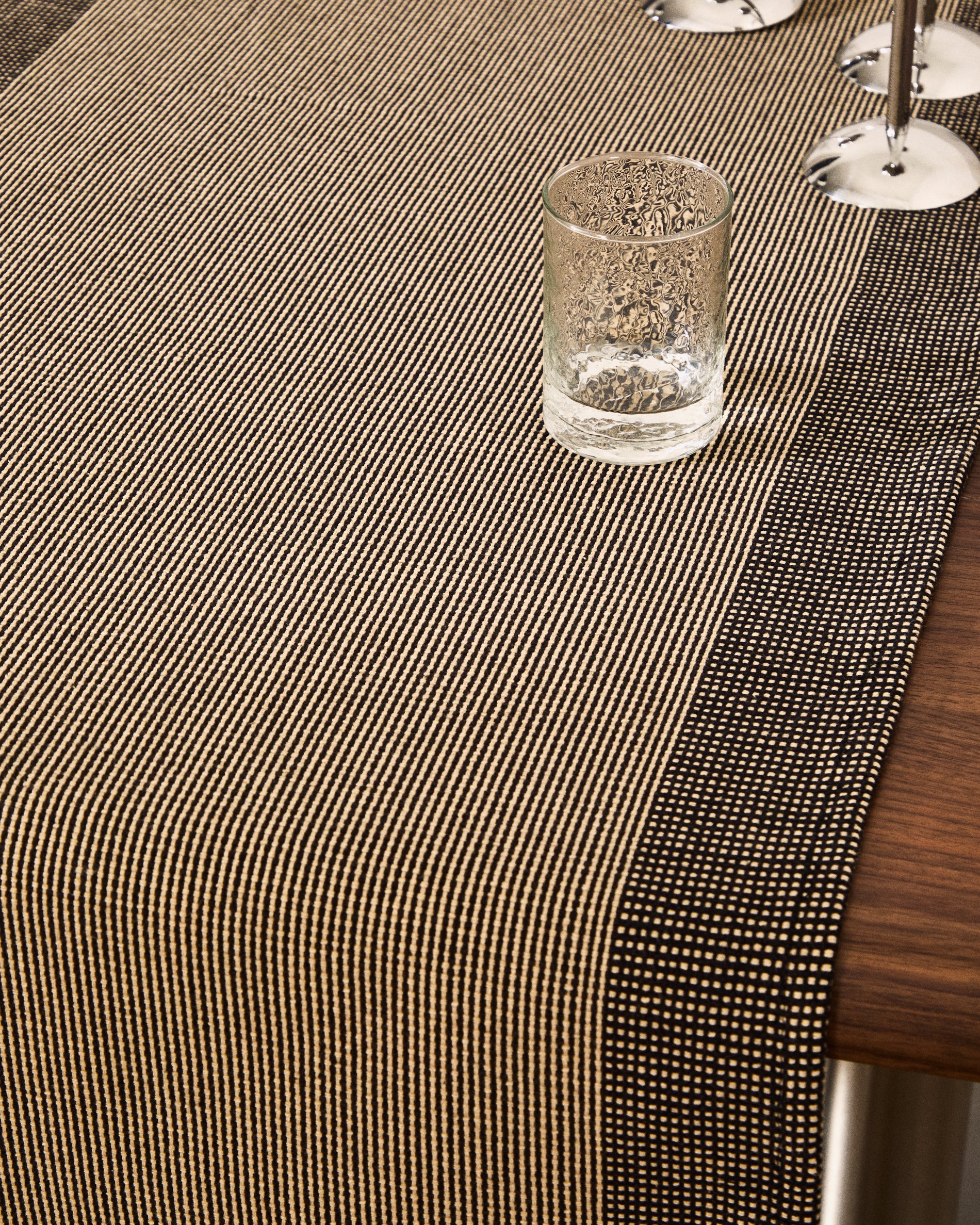 Briven black 100% cotton table runner 50 x 150cm - Lifestyle