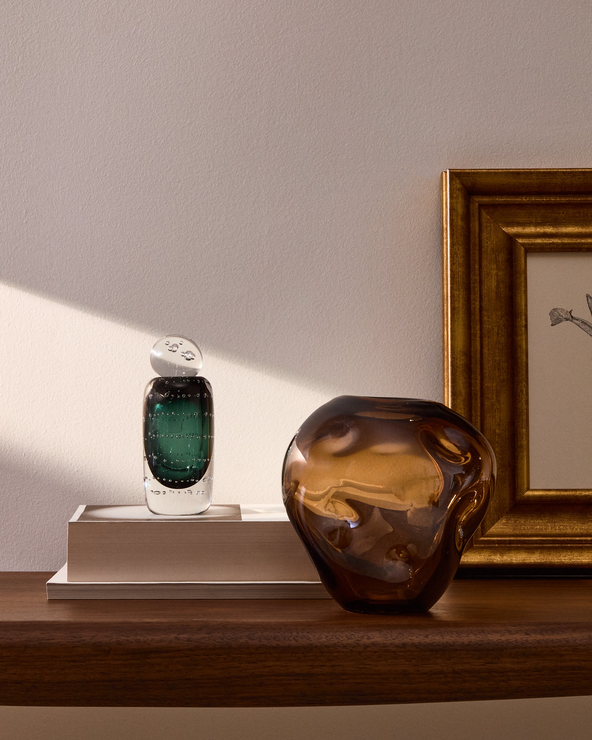 Lunivo green glass vase 16.5 cm - Lifestyle