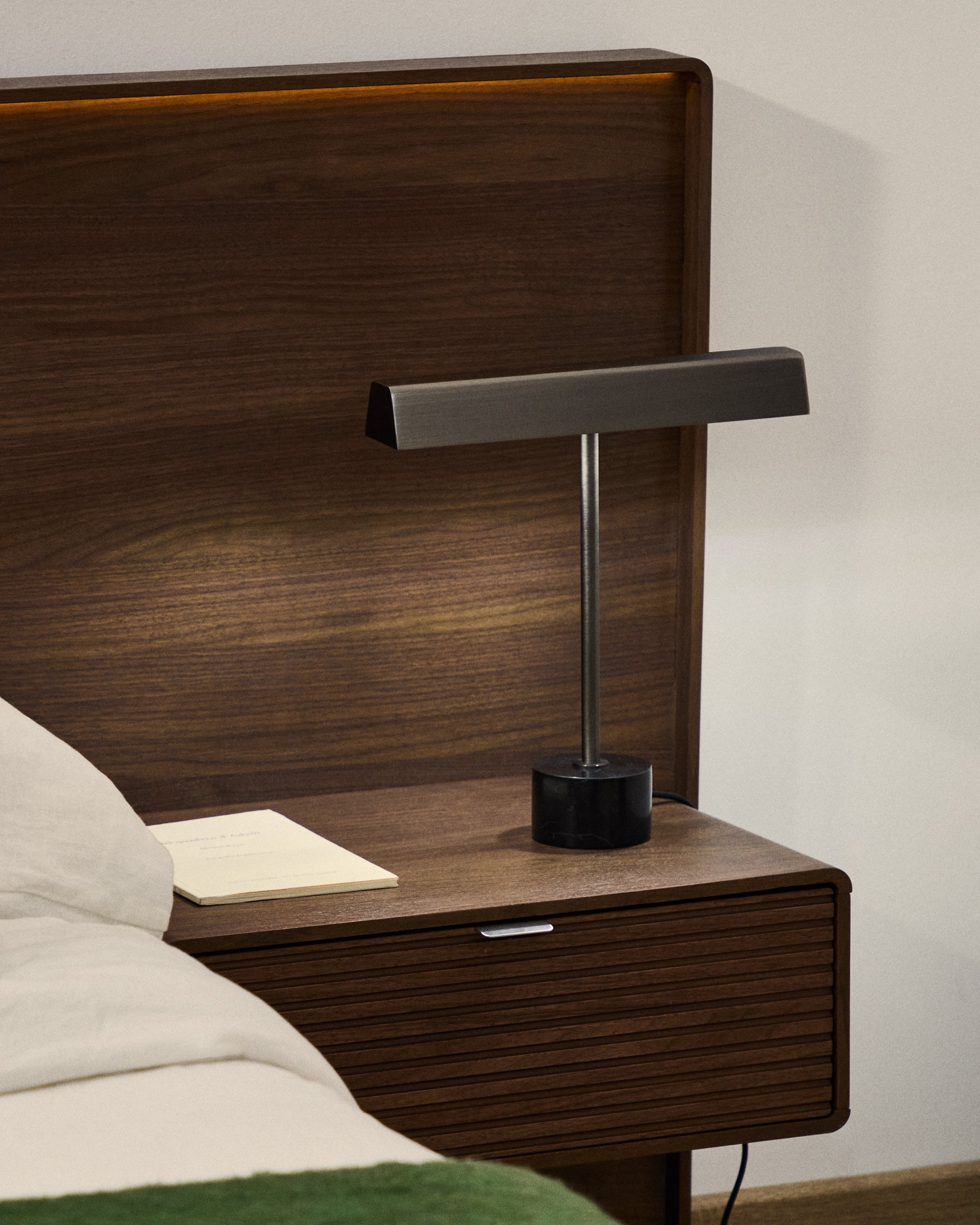 Lynor brushed metal table lamp with black marble base - Lifestyle