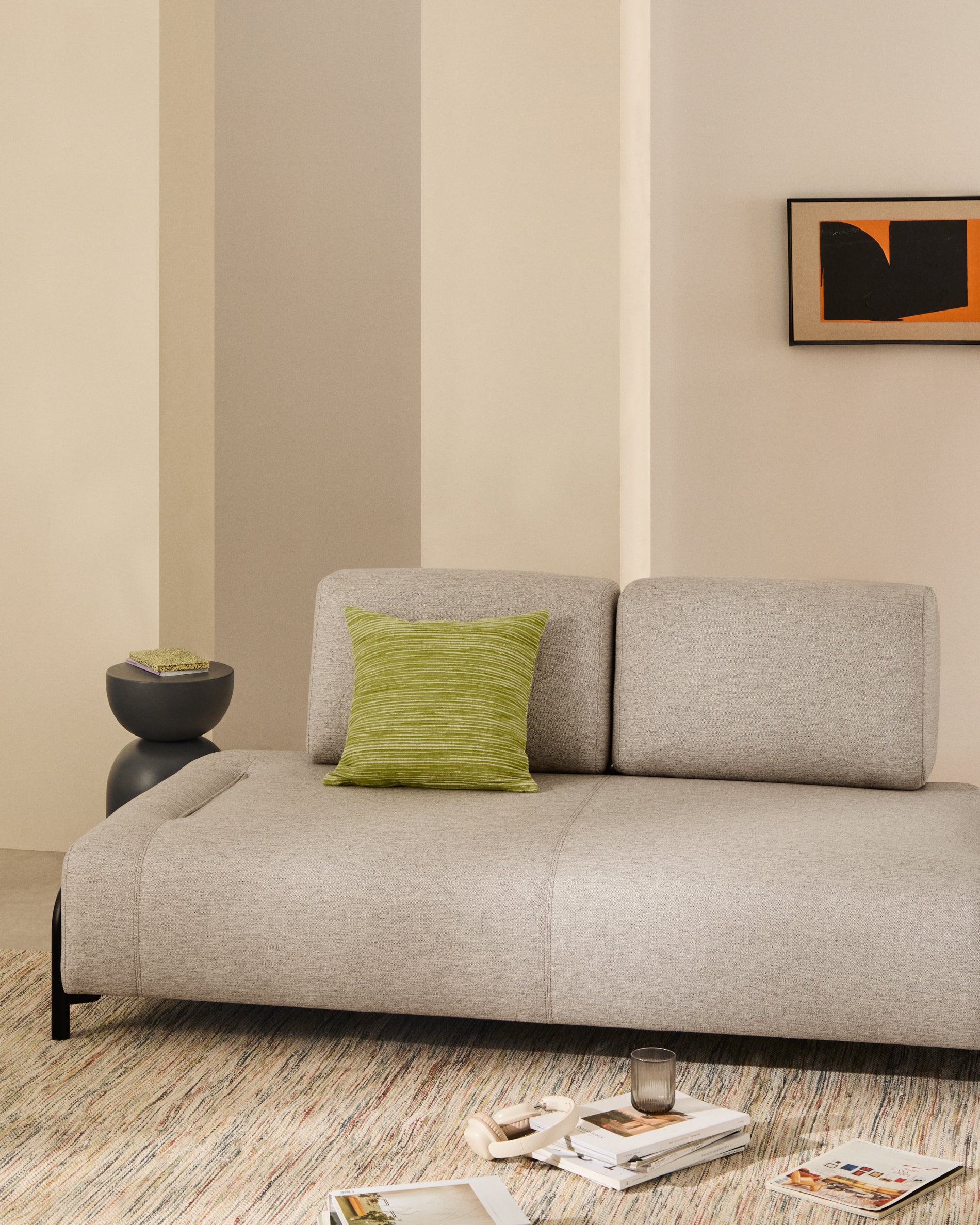 Compo 2-seater greige module with black metal frame 200 cm FSC Mix Credit - Lifestyle