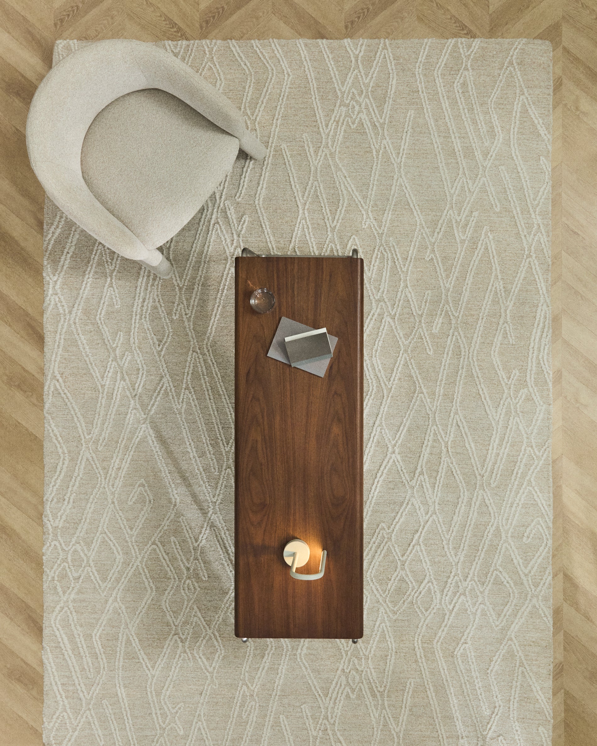 Selira beige wool rug with embroidered effect 300 x 200cm - Lifestyle