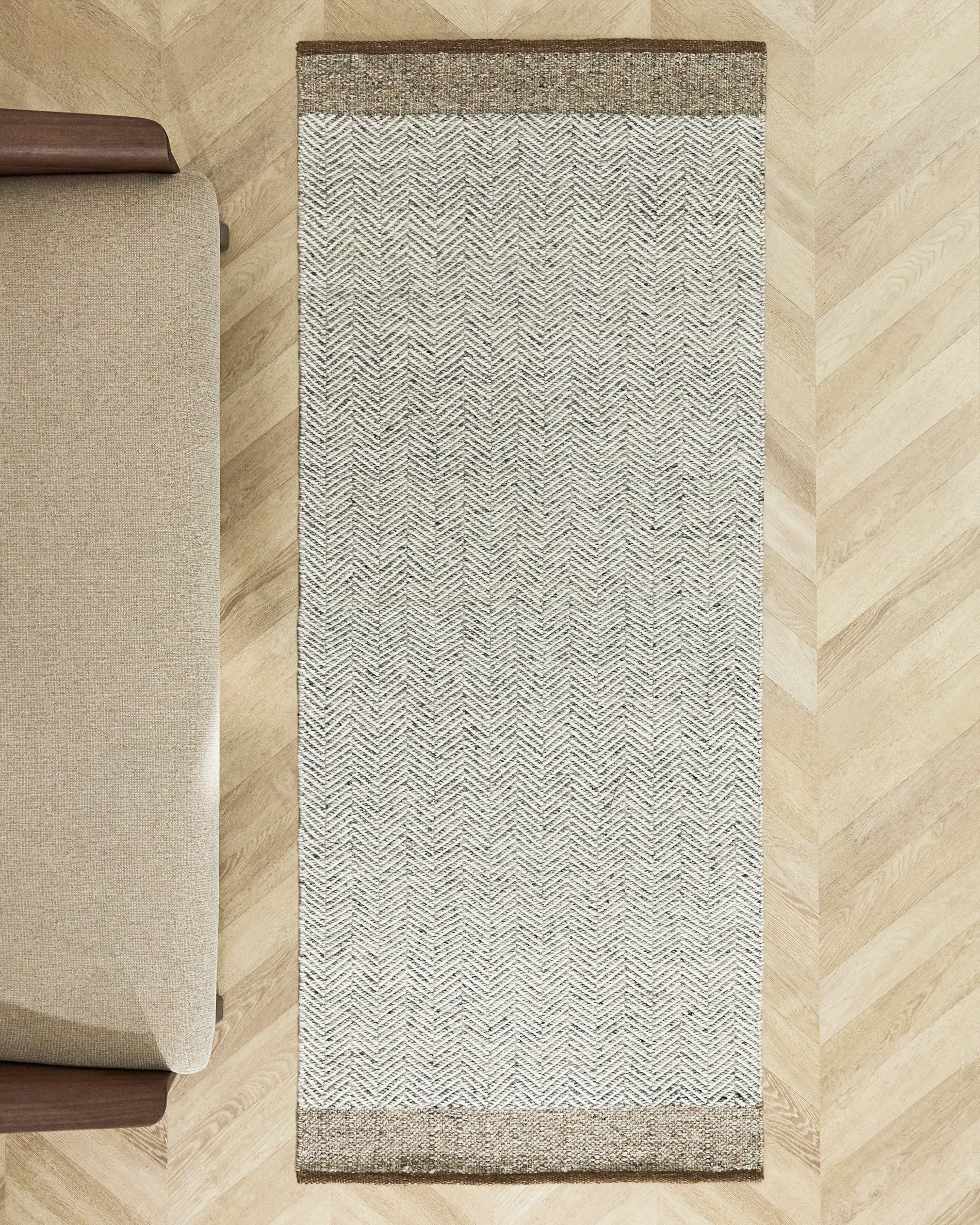 Nifelia beige wool jacquard runner rug 200 x 80cm - Lifestyle