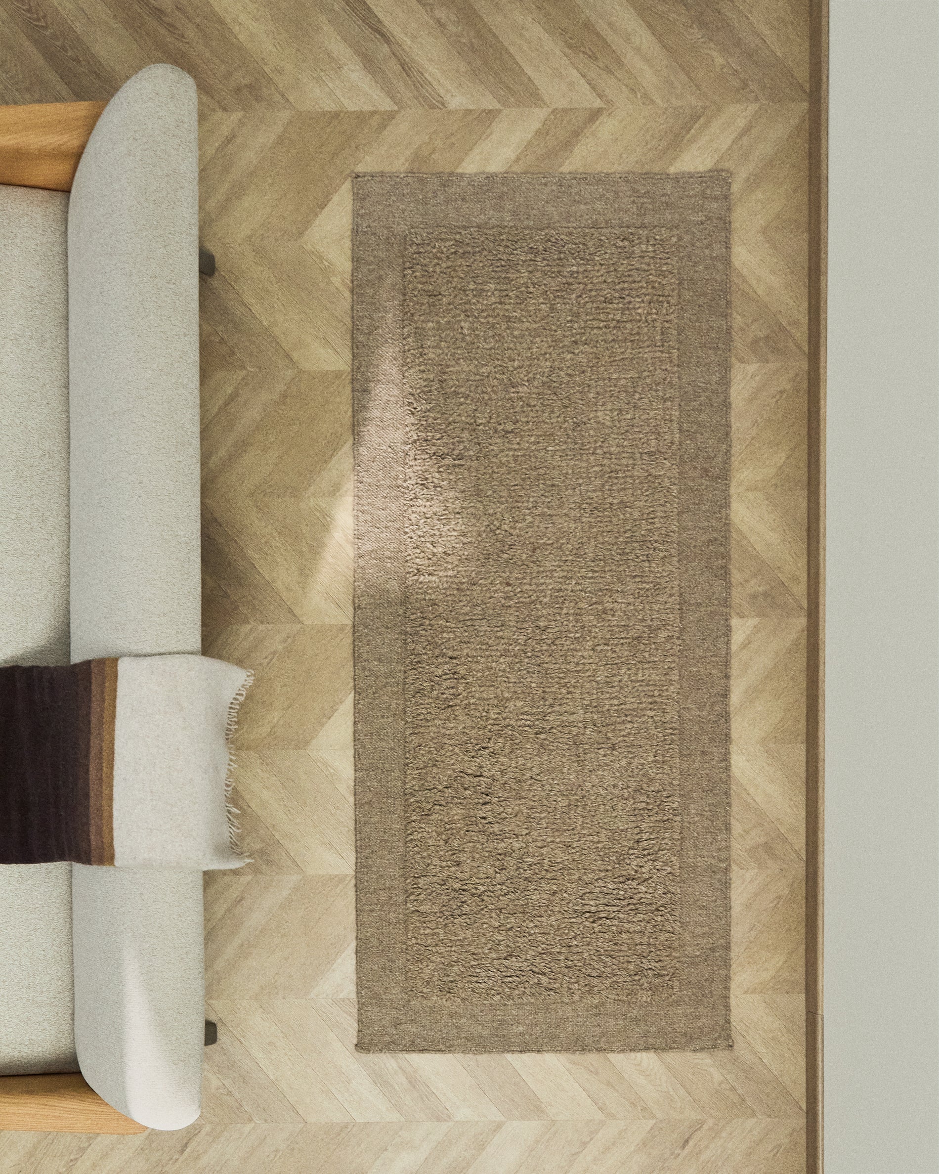 Marely beige wool runner rug 200 x 80cm - Lifestyle