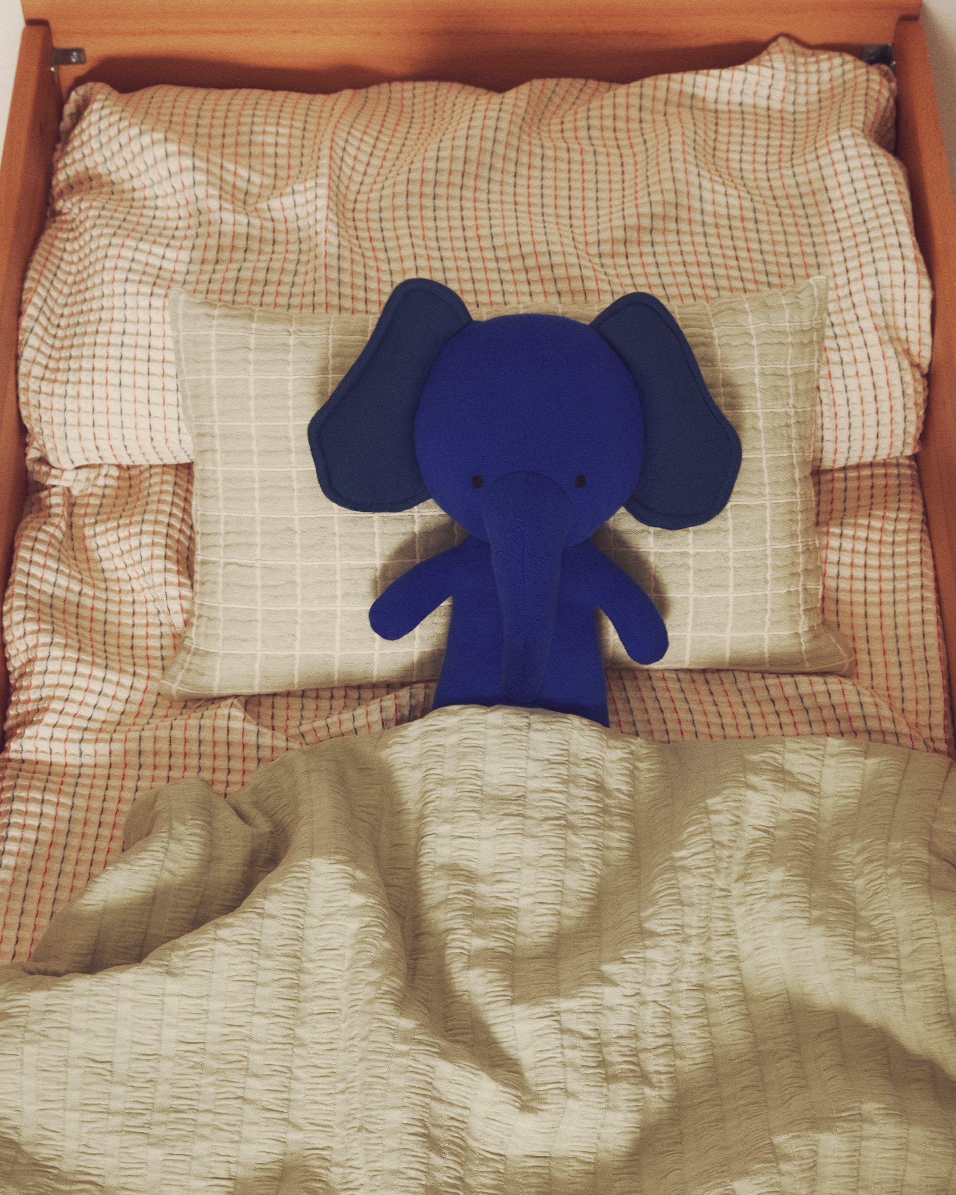 Tandani blue knitted elephant soft toy - Lifestyle