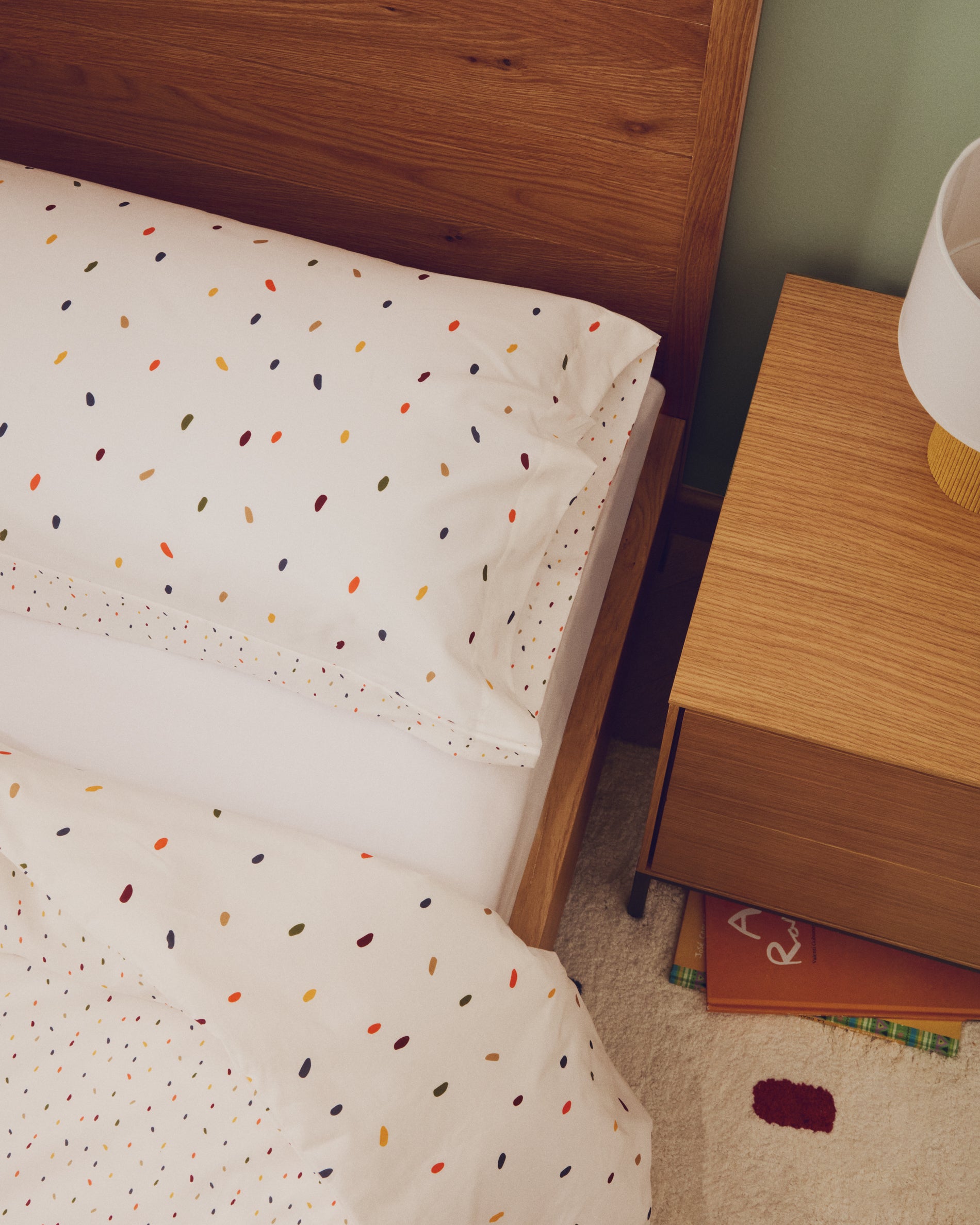 Epifania duvet cover and pillowcase set in cotton percale with multicolour print for 90cm bed - Lifestyle