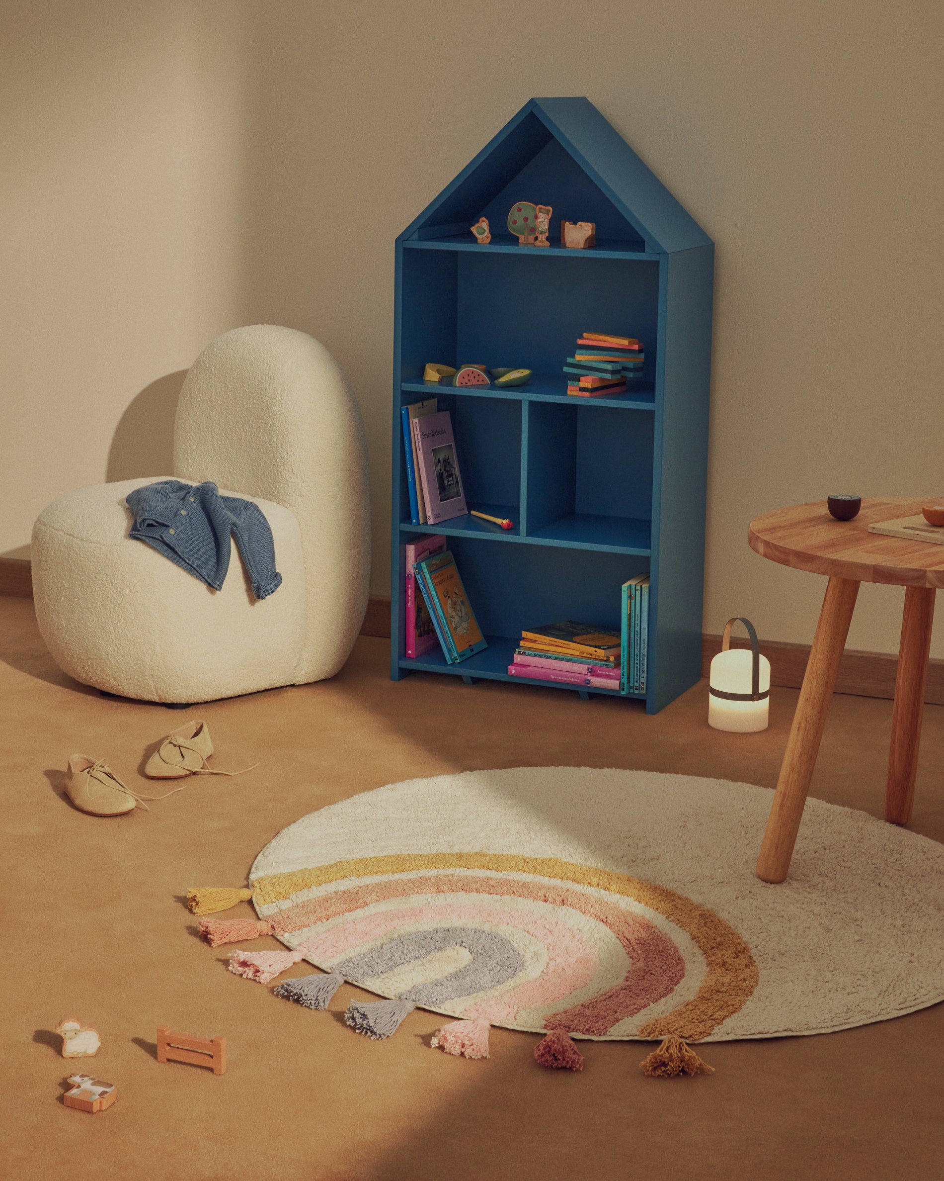 Tadea Round Rug 100% cotton multicolor rainbow Ø 100 cm - Lifestyle