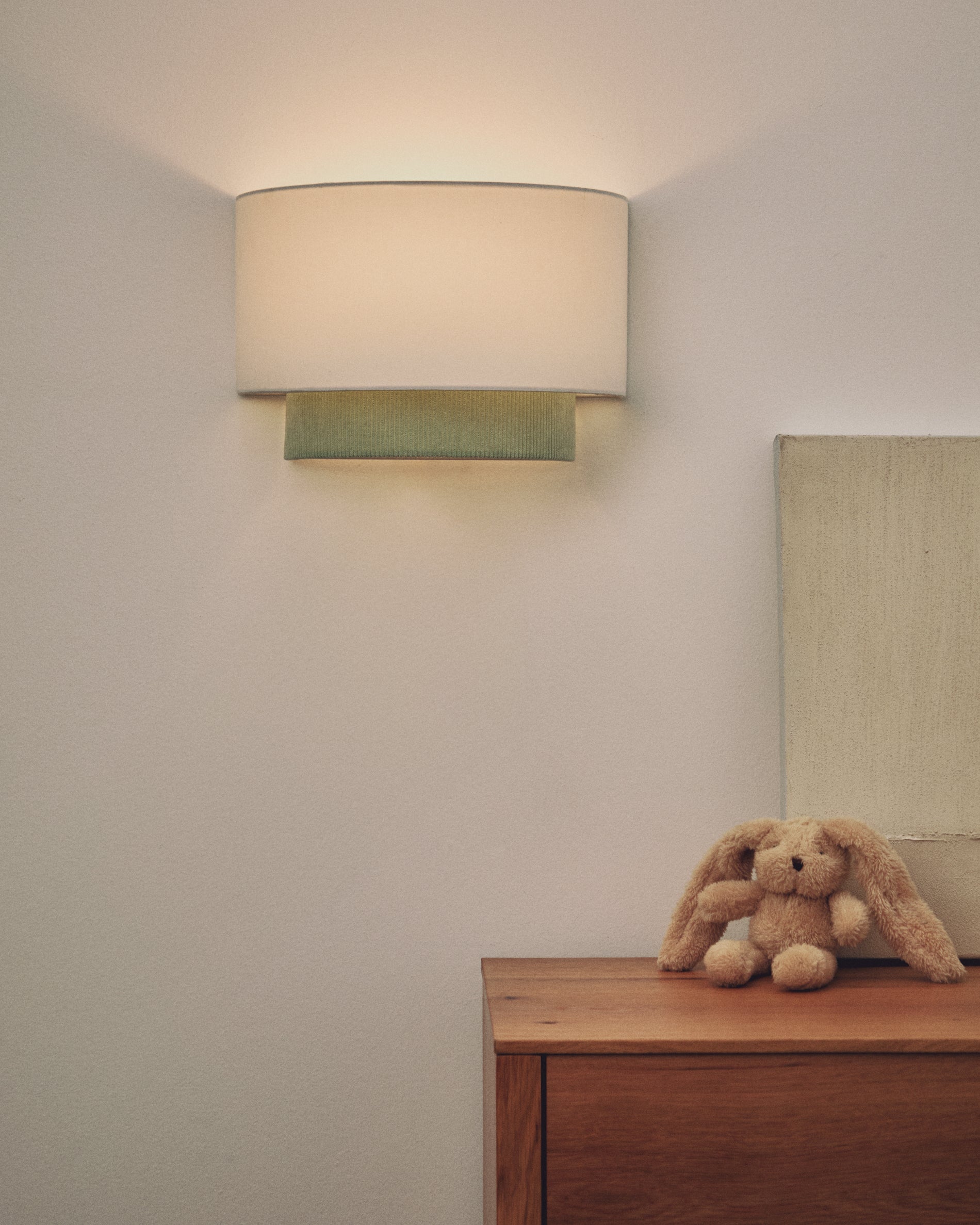 Bianella cotton and turquoise corduroy wall light Ø 40cm - Lifestyle